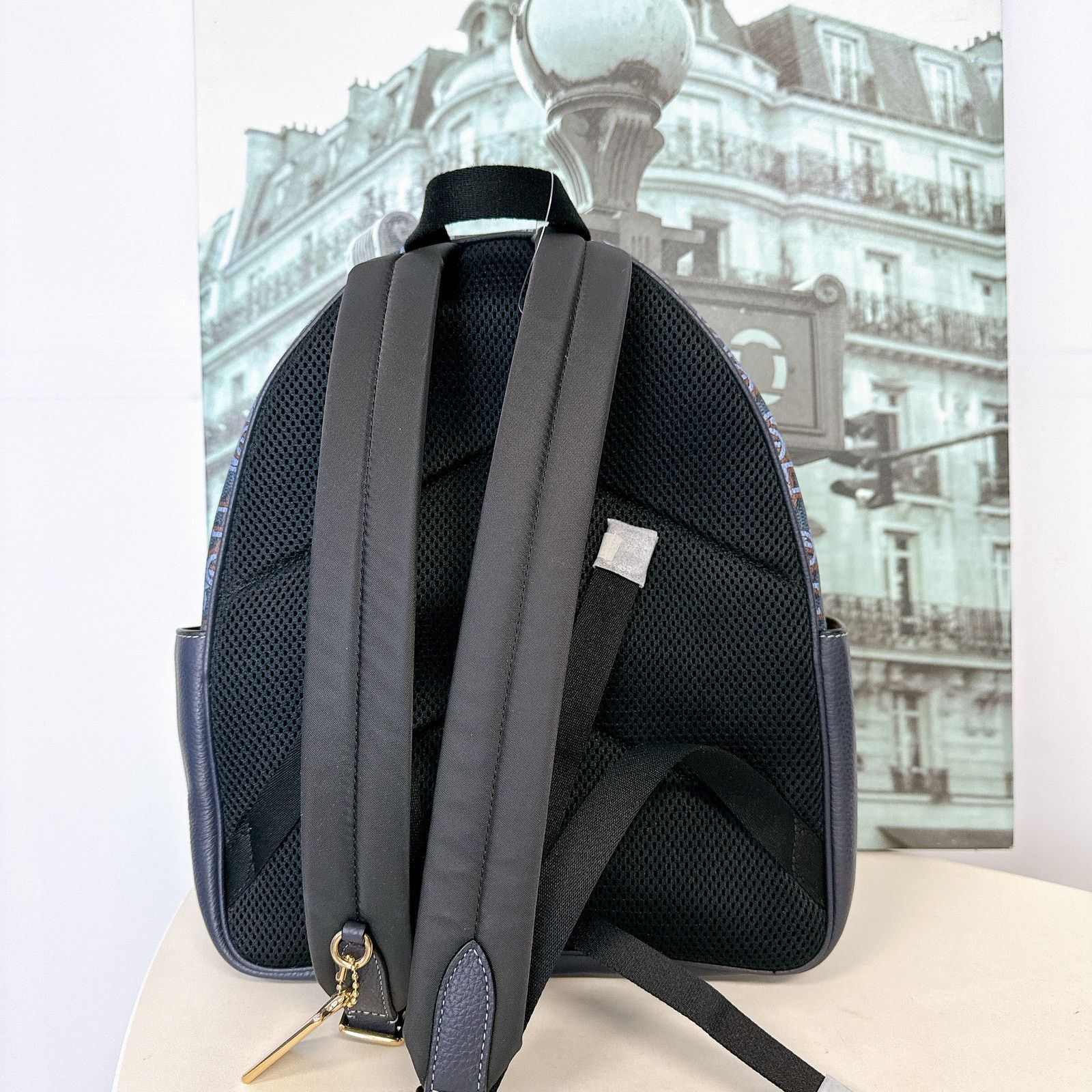 Coach Coach CF344 Court Backpack With Coach Monogram Print IN NAVY Size ONE SIZE - 4 Thumbnail