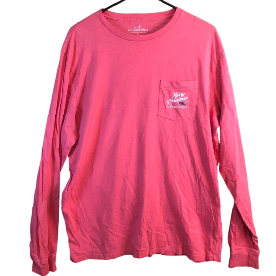 Vineyard Vines Vineyard Vines Mens Shirt Pink Coral Merry Christmas Long Sleeve 100% Cotton L Size US L / EU 52-54 / 3 - 2 Thumbnail
