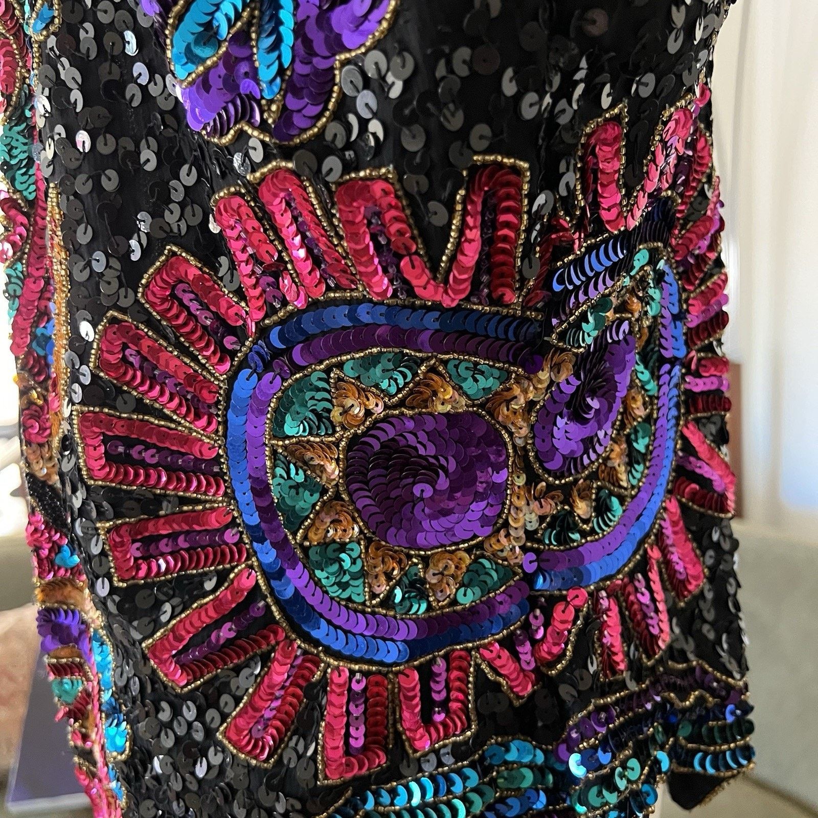Other Laurence Kazar Top (L) 80s Glam Sequin Beaded Maximalist Size L / US 10 / IT 46 - 8 Thumbnail