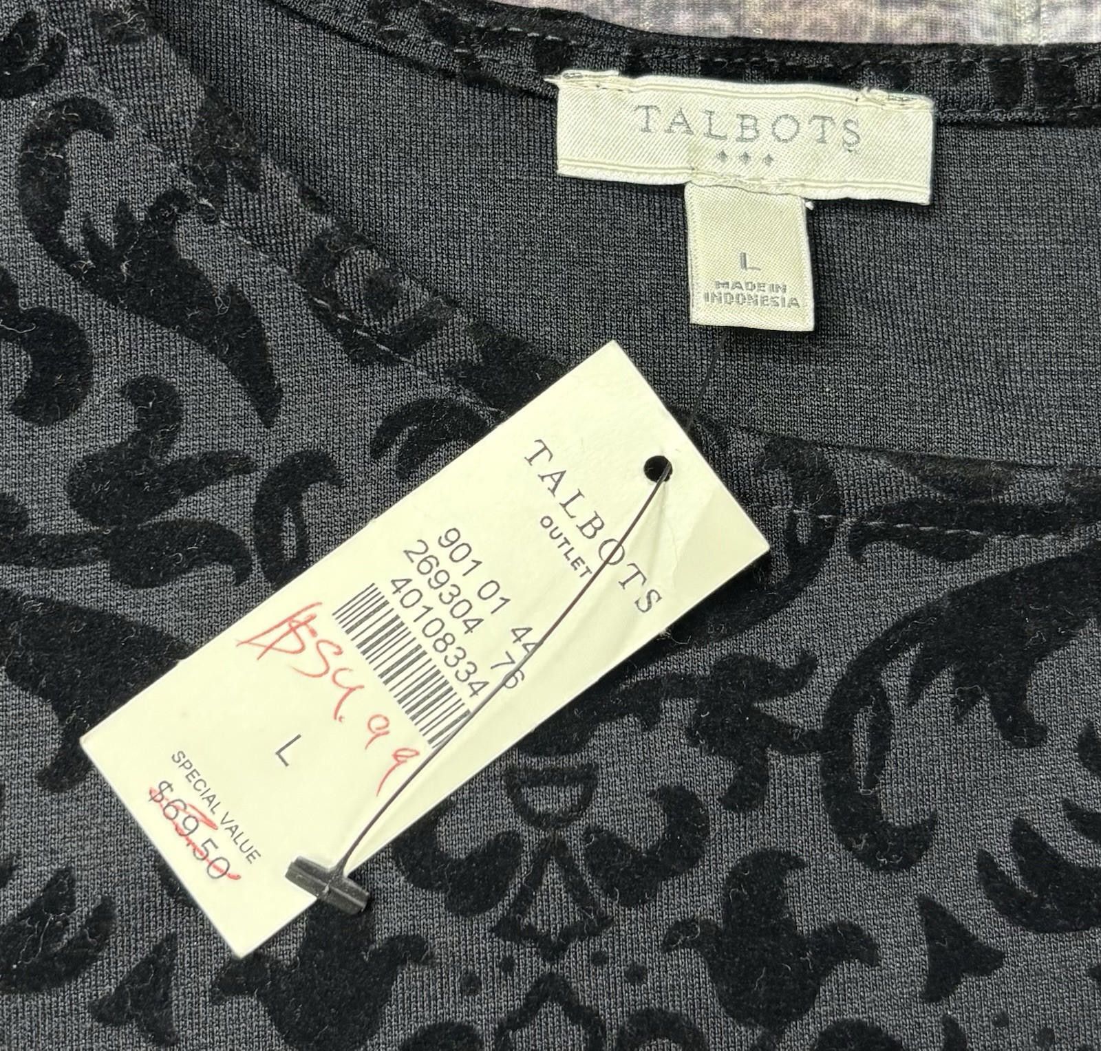 Talbots Talbots Top Women's Large Black Velvet Burnout Formal Size L / US 10 / IT 46 - 2 Thumbnail