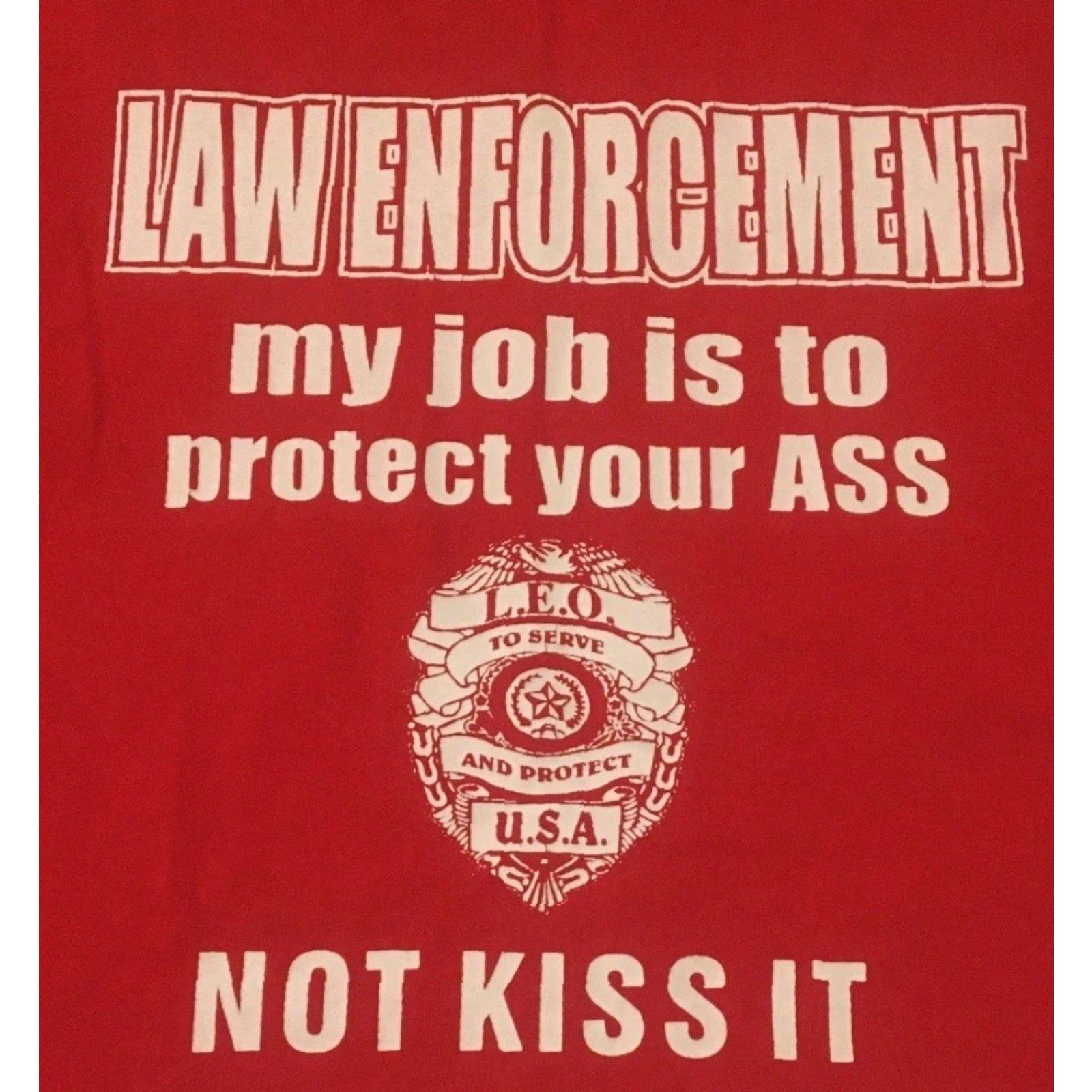 Vintage Vtg Grunge Shirt Mens L Red 80s 90s Police My Jobs To Protect Your Ass Not Kiss It Funny Joke Bar Comedy Cop Officer Humor Shirt Size US L / EU 52-54 / 3 - 3 Thumbnail