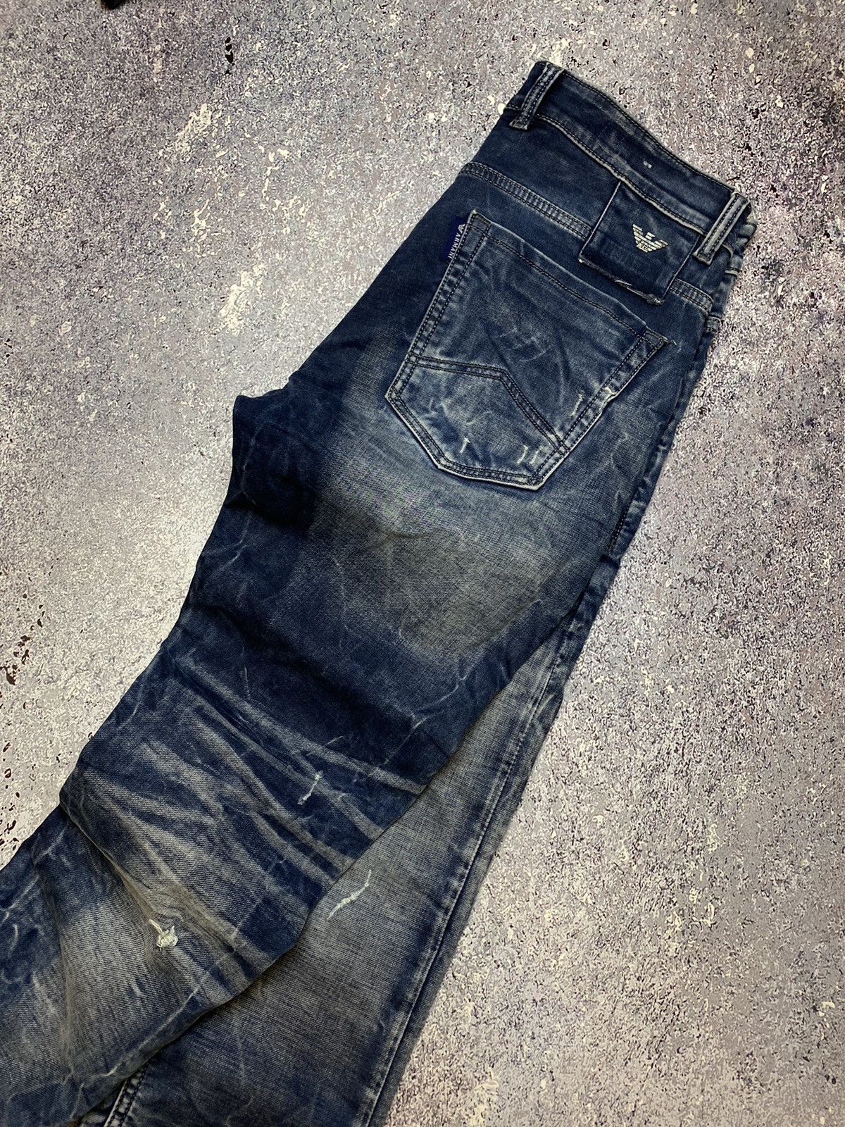 Armani × Vintage 💥VINTAGE ARMANI DISTRESSED WASHED Y2K JEANS Size US 34 / EU 50 - 4 Thumbnail