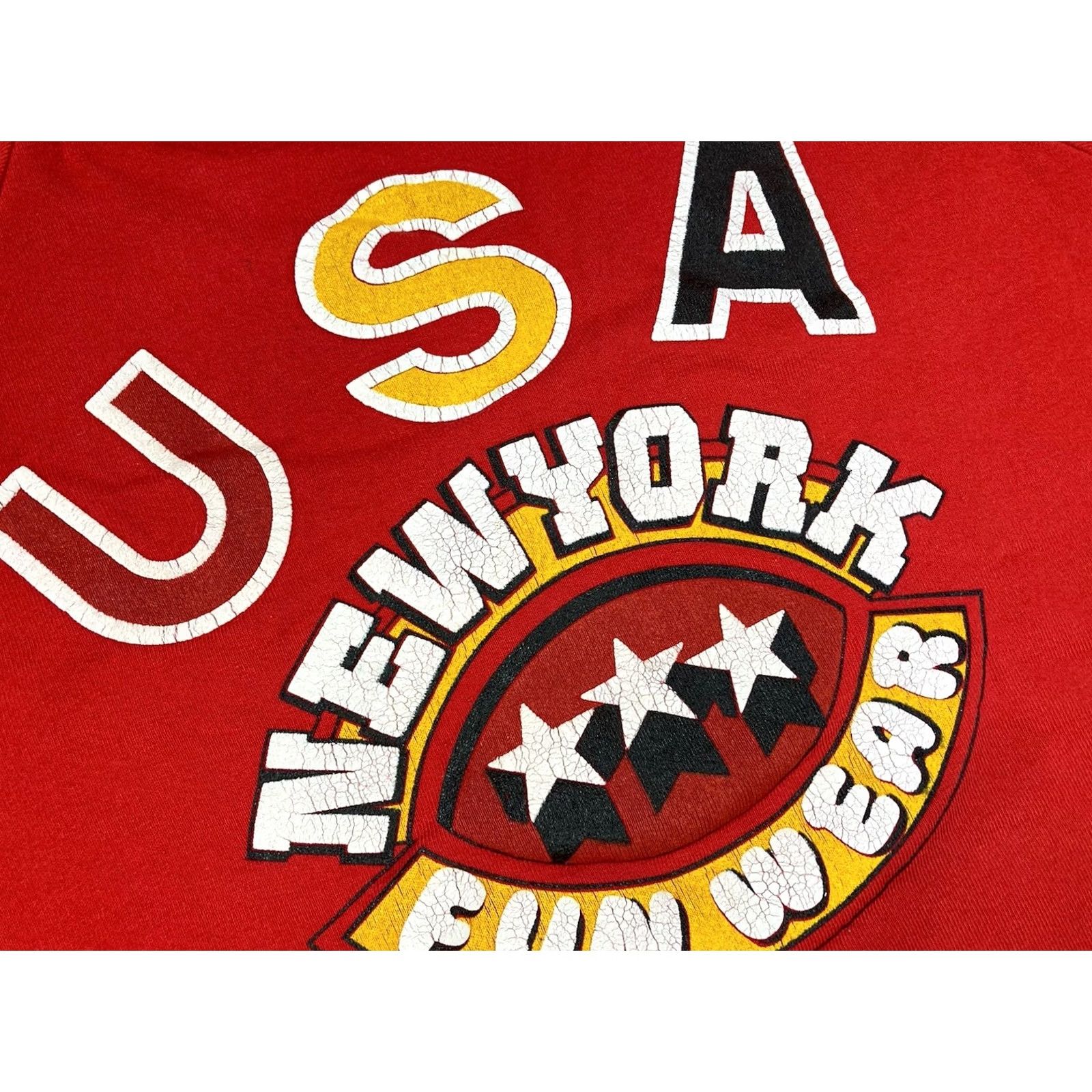 Jerzees VINTAGE Jerzees Sweatshirt Red 90s USA Graphic Print Crewneck Men Small Jerseys City USA Shirt Size US S / EU 44-46 / 1 - 2 Thumbnail