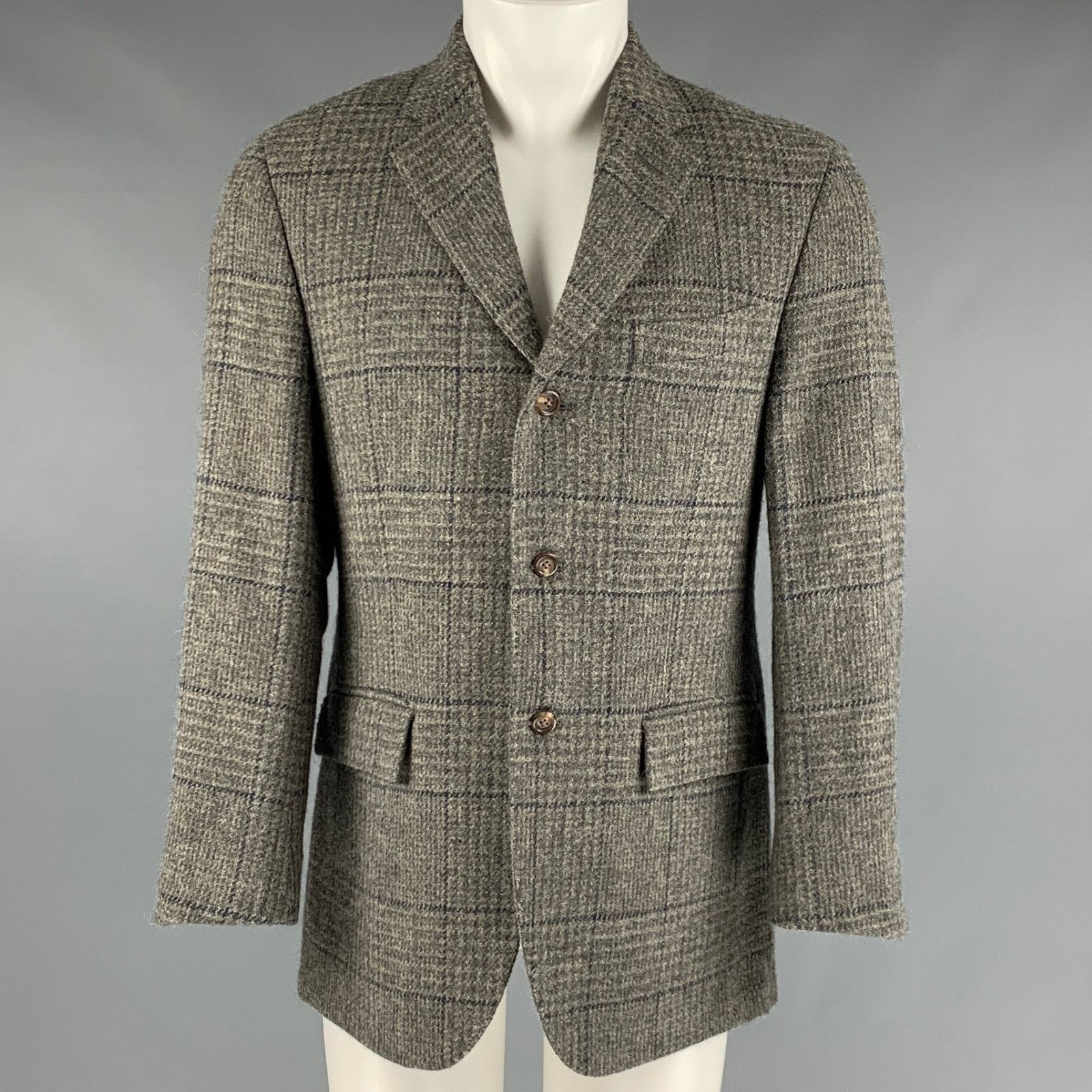 Polo Ralph Lauren POLO by RALPH LAUREN Regular Grey Navy Plaid Sport Coat Size 40R - 1 Thumbnail