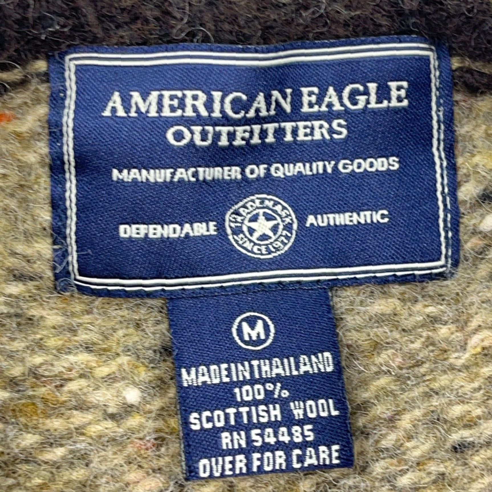 American Eagle Outfitters VINTAGE American Eagle Sweater Mens Medium Brown Wool Knit Crew Neck Fair Isle 90s Classic Pullover Size US M / EU 48-50 / 2 - 4 Thumbnail