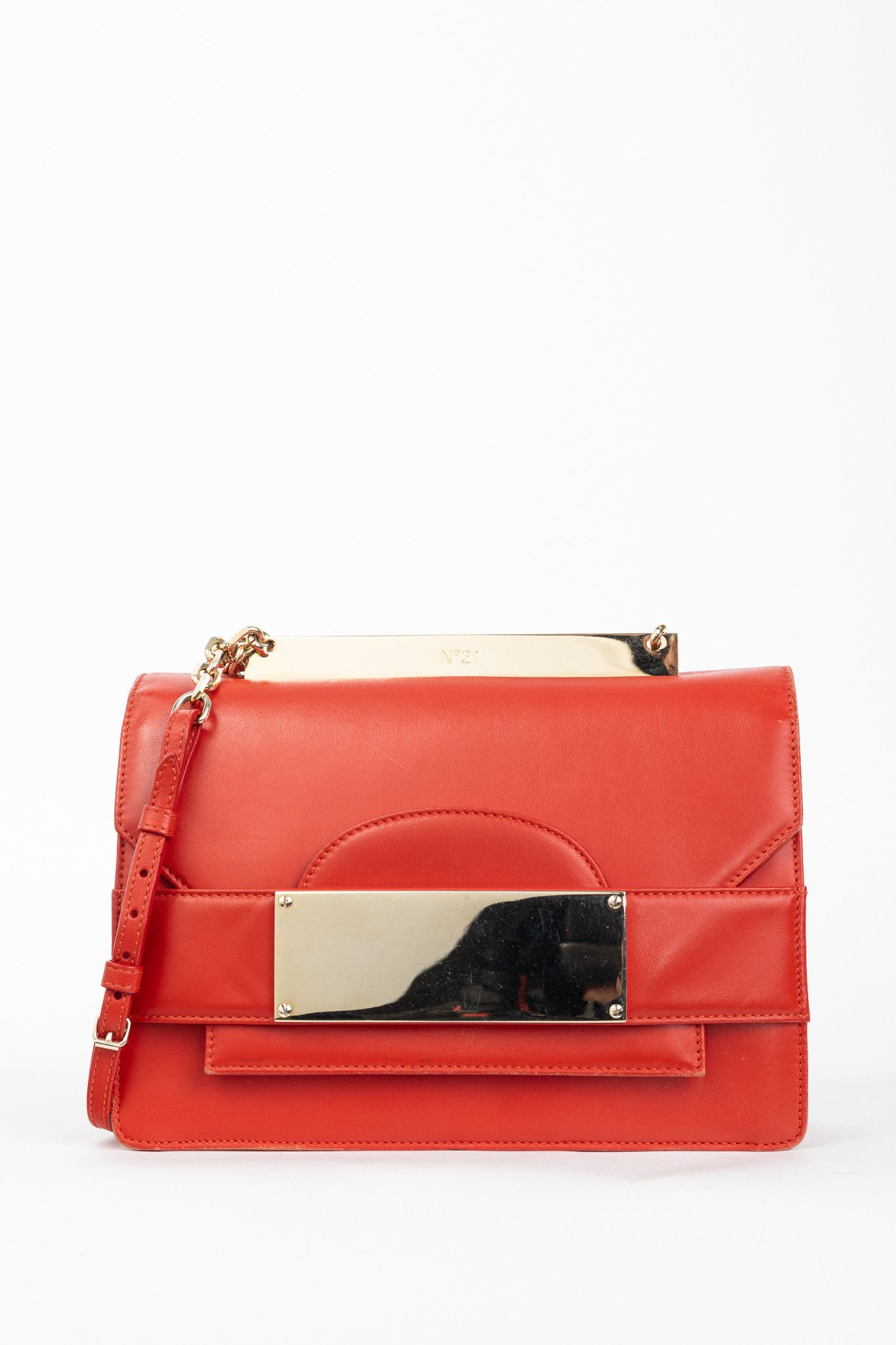 N21 N21 Bad-Belle Red Leather Flap Shoulder Bag Size ONE SIZE - 1 Thumbnail
