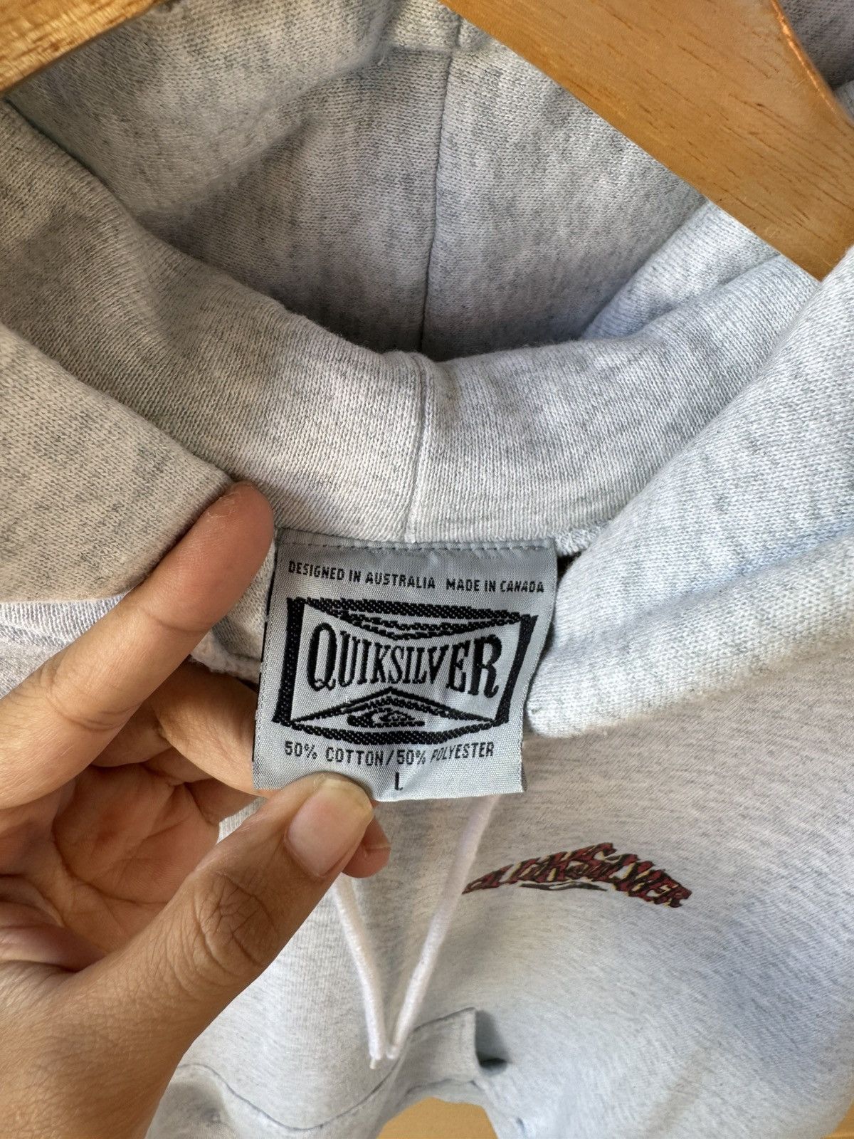 Quiksilver Vintage 90s Quiksilver Surf hoodie Grey Size US S / EU 44-46 / 1 - 9 Thumbnail