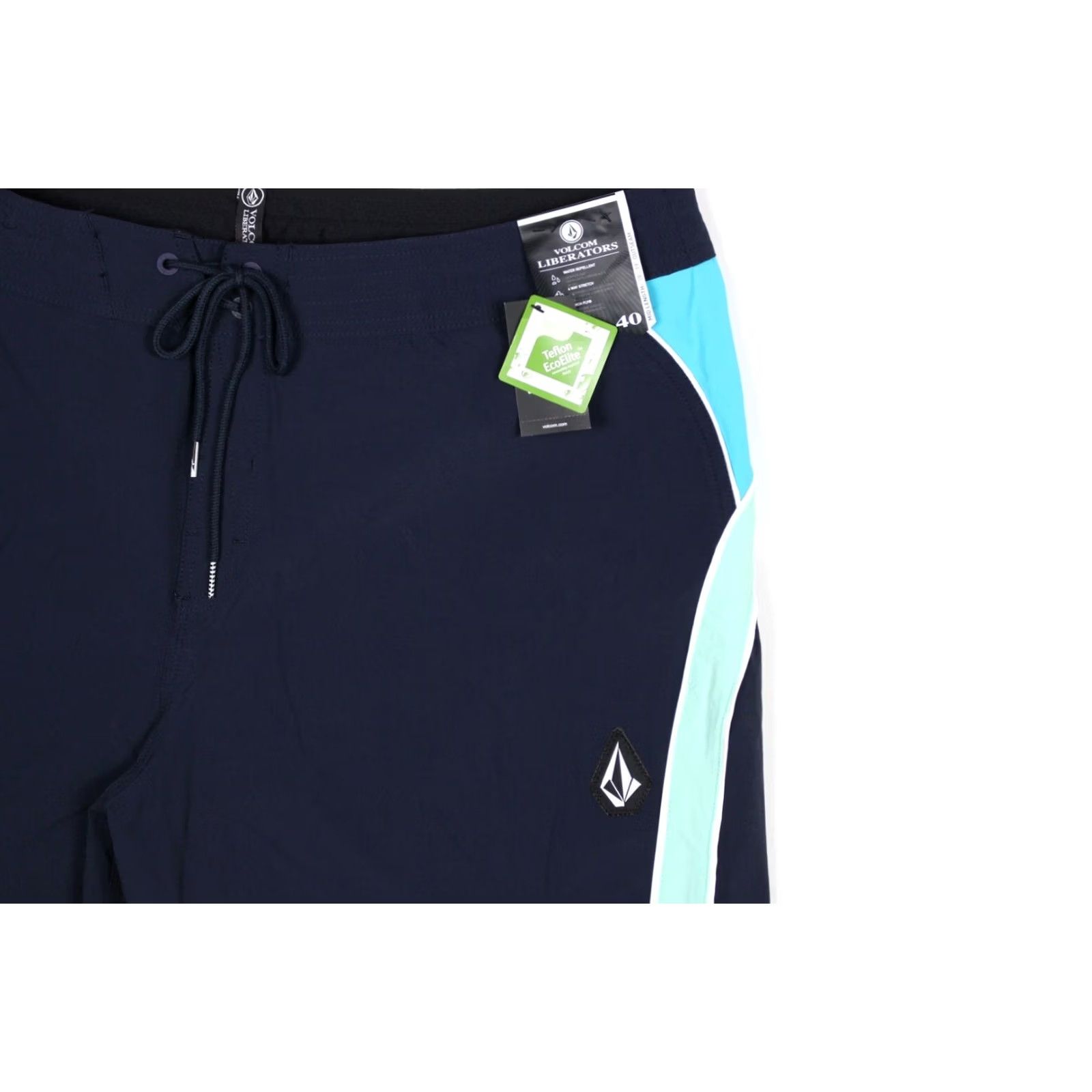 Volcom Volcom Men's Rangled Liberators 19" Board Shorts Size 40 Navy Blue Navy Blue Striped 40 x 19 Outseam Pockets Drawstring Stretch Board Shorts Mens Size US 40 / EU 56 - 3 Thumbnail