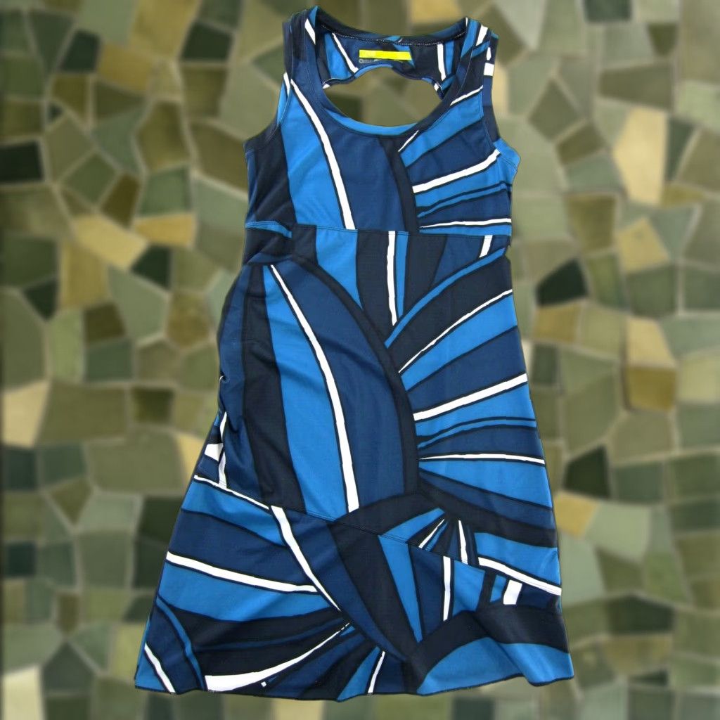 Vintage VINTAGE LOLE Blue White Abstract Stretch Sleeveless Open Back Midi Tank Dress Small Size S / US 4 / IT 40 - 1 Thumbnail