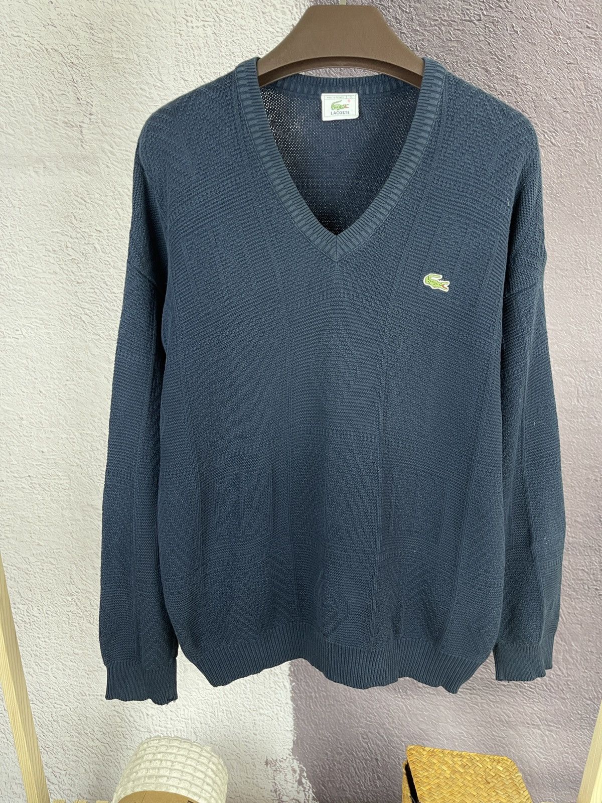 Lacoste Lacoste vintage made in France cotton v neck sweater knit Size US L / EU 52-54 / 3 - 8 Thumbnail