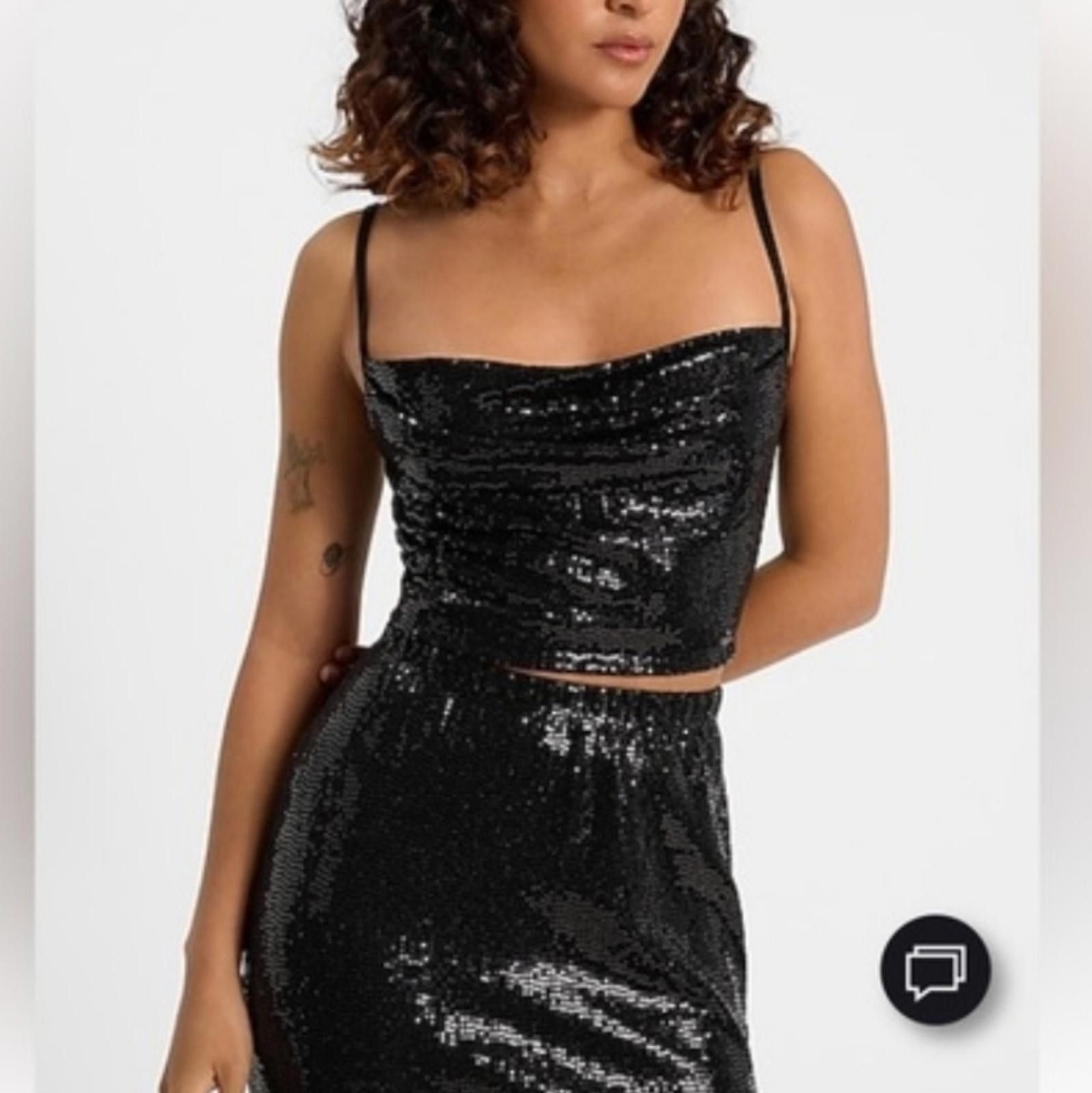 Express Express Cowl Neck Sequin Crop Top Size S / US 4 / IT 40 - 1 Thumbnail