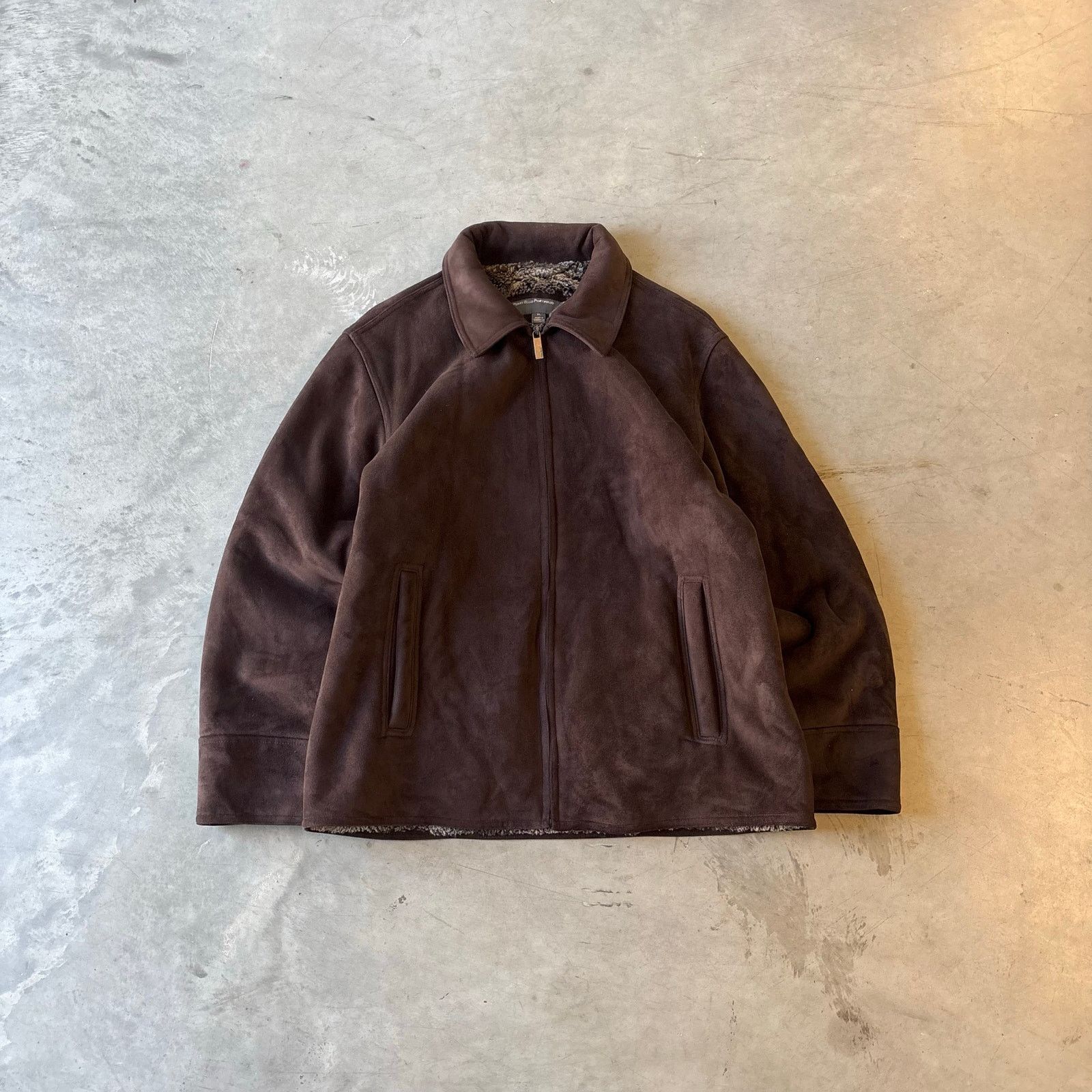 Perry Ellis y2k brown earthtone sherpa lined suede jacket Size US XL / EU 56 / 4 - 1 Thumbnail