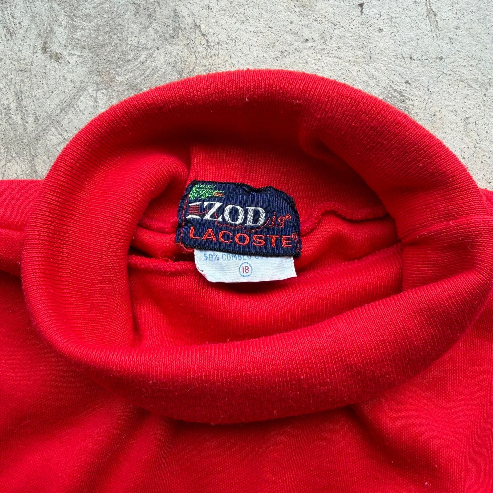 Lacoste Vintage 80s Izod Lacoste Red Mock Neck Turtleneck Shirt Size S / US 4 / IT 40 - 1 Thumbnail