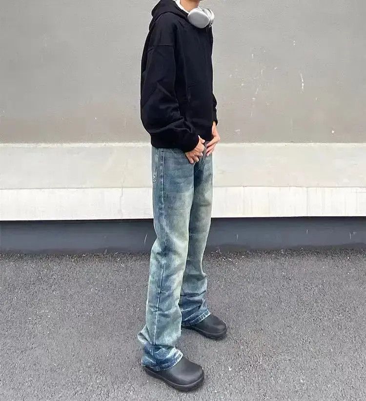 Japanese Brand High Street Washed Loose Hip Hop Micro Flare Jeans Size US 32 / EU 48 - 2 Thumbnail