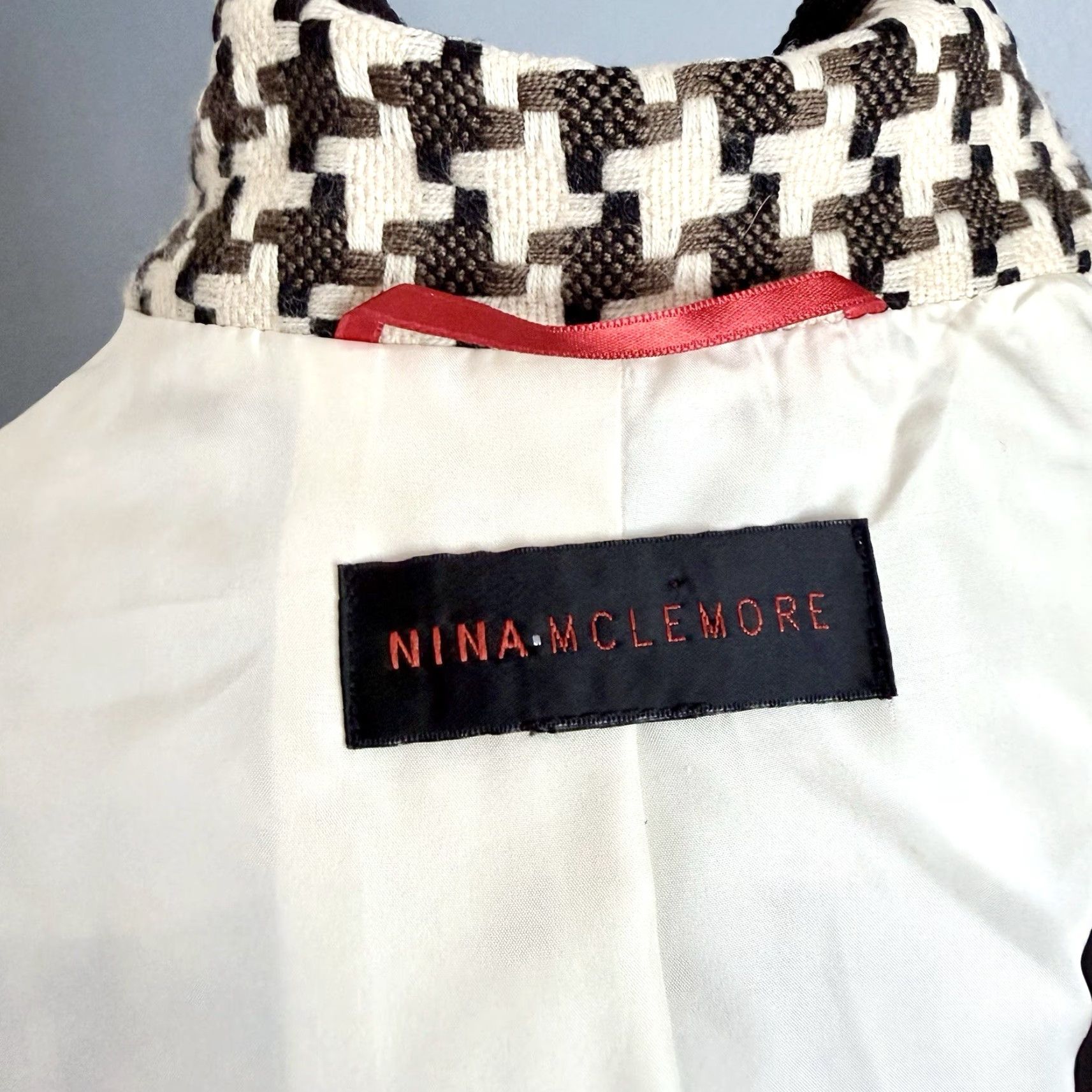 Vintage VINTAGE Nina McLemore Houndstooth Wool Tweed Blazer Jacket Black Brown Ivory 10 Size L / US 10 / IT 46 - 7 Thumbnail