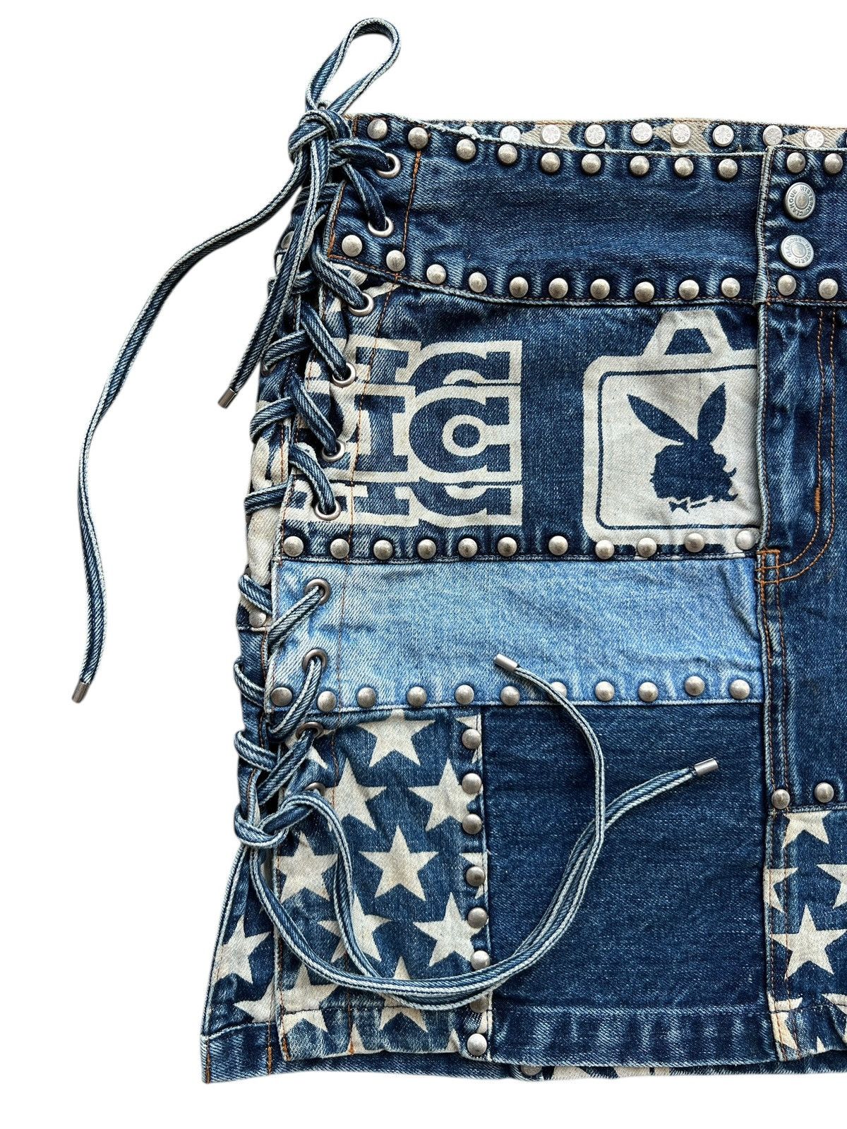 Hysteric Glamour Vintage 90s Hysteric Glamour Studded Denim Mini Skirt Size 28" / US 6 / IT 42 - 4 Thumbnail