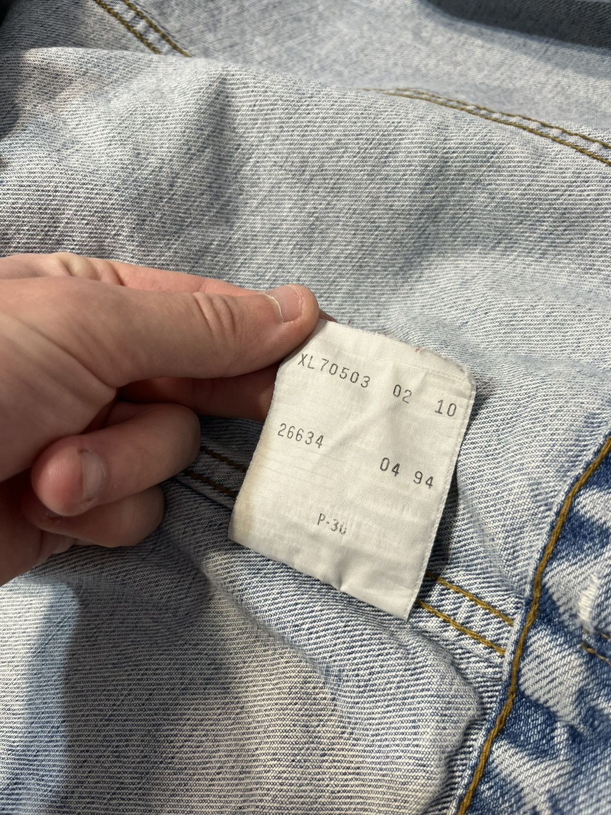 Levi's × Levi's Vintage Clothing × Vintage RARE Vintage 90s Levis Y2K Collar Plaid Denim Jacket Size US XL / EU 56 / 4 - 12 Thumbnail