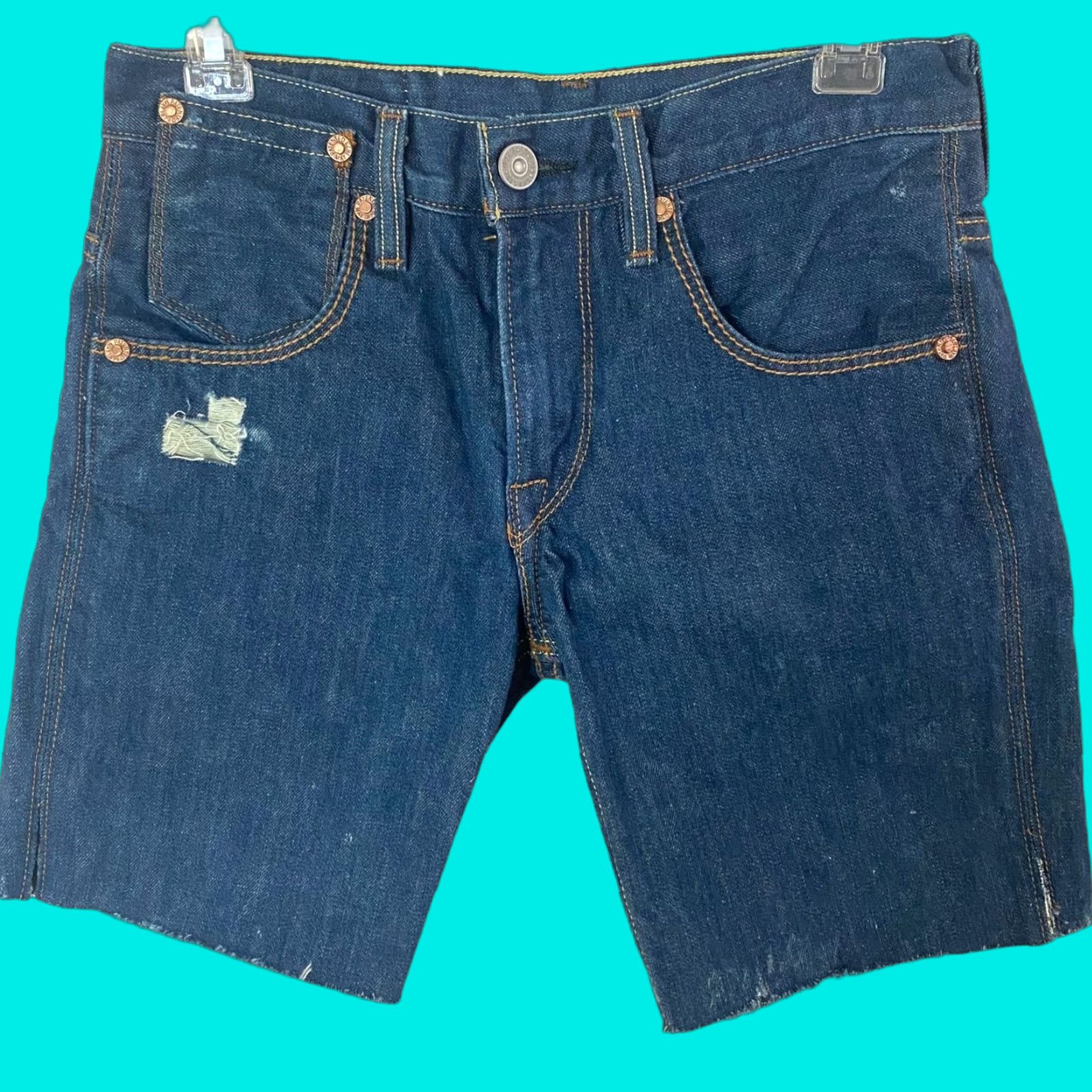 Levi's VINTAGE Levi's Mid-Rise Upcycled 511 Shorts Women's 29 Blue Medium Wash Raw-Hem Denim Size 27" / US 4 / IT 40 - 1 Thumbnail