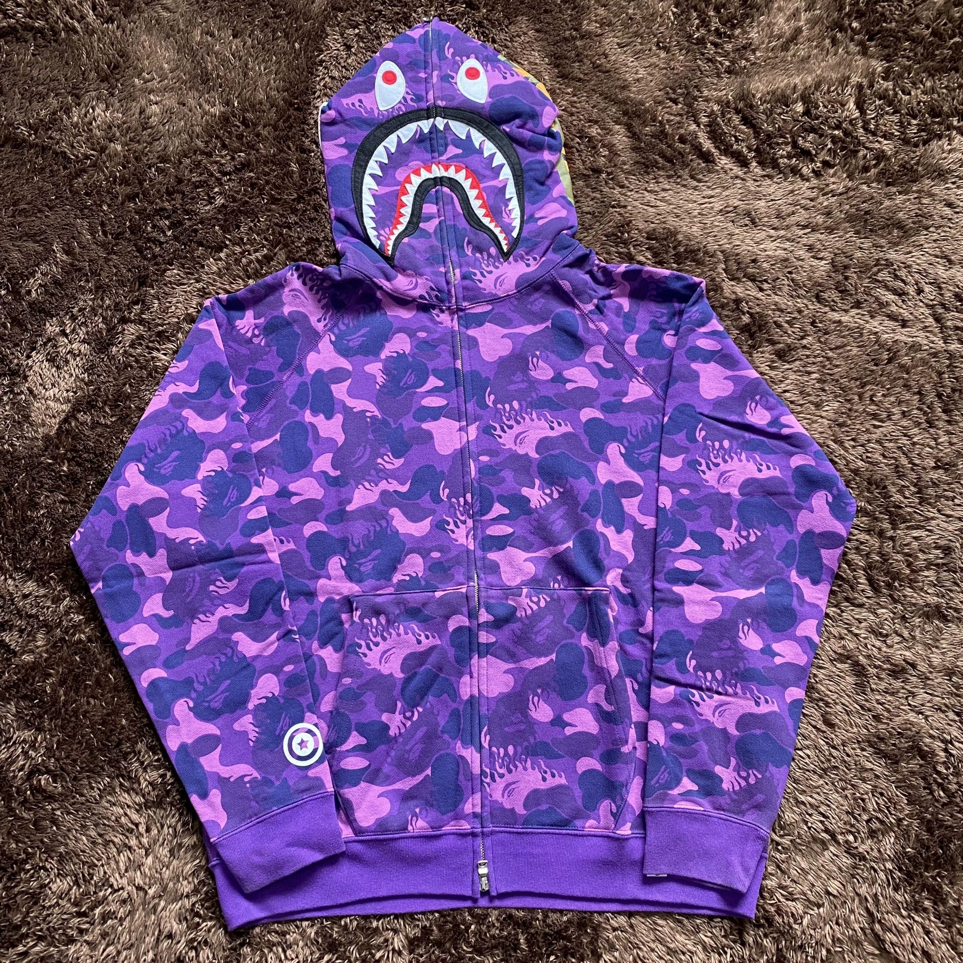 Bape Bape Shark Purple Hoodie m Men Size US M / EU 48-50 / 2 - 1 Thumbnail
