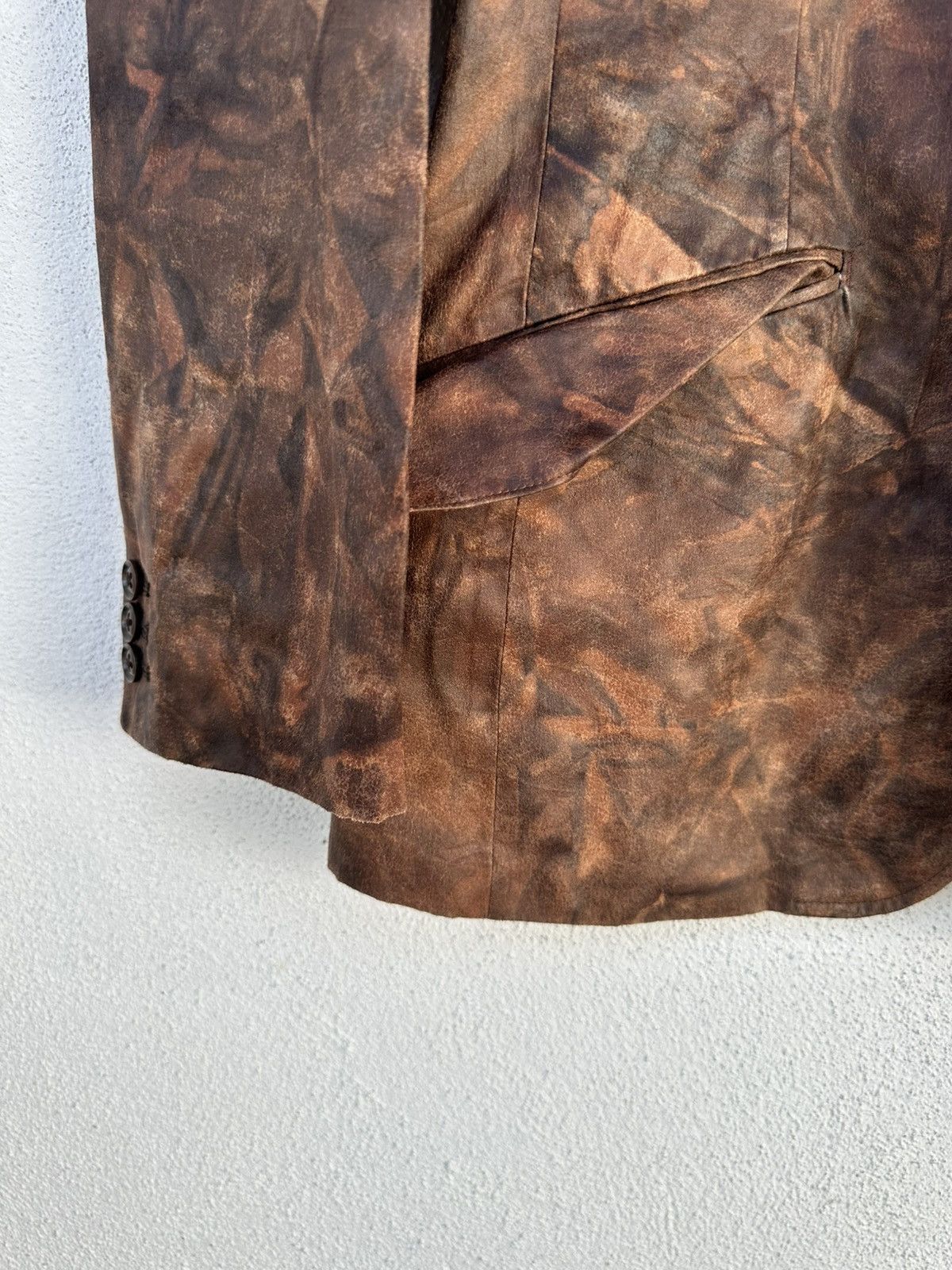 Japanese Brand × Tornado Mart Tornado Mart Brown Leather Grain Printed Blazer Size US M / EU 48-50 / 2 - 8 Thumbnail