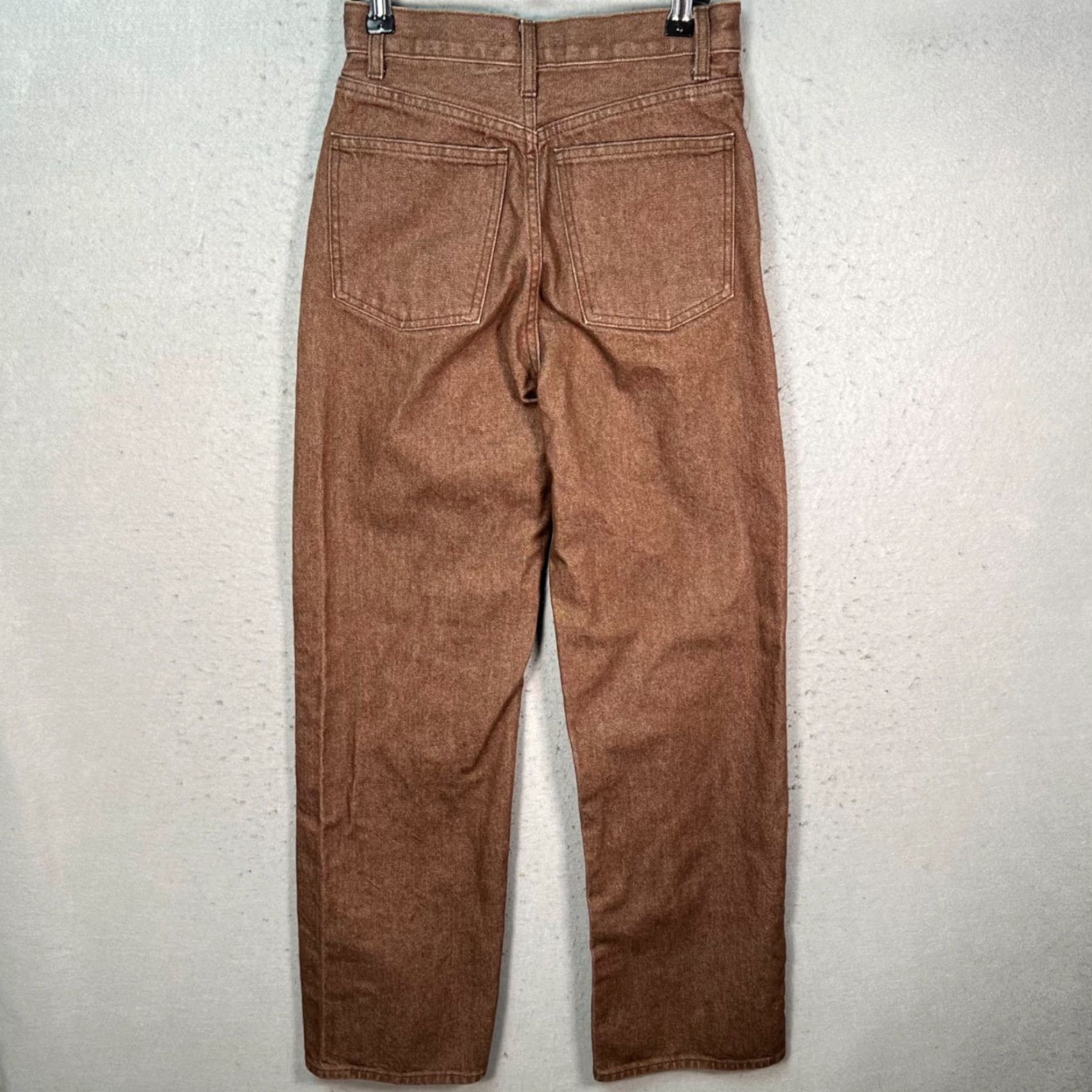 Uniqlo Uniqlo Womens Jeans 23 Brown Straight-Leg Cotton Denim 5-Pocket Inseam 31 High Rise Vintage No Size 40" / US 18 - 2 Thumbnail