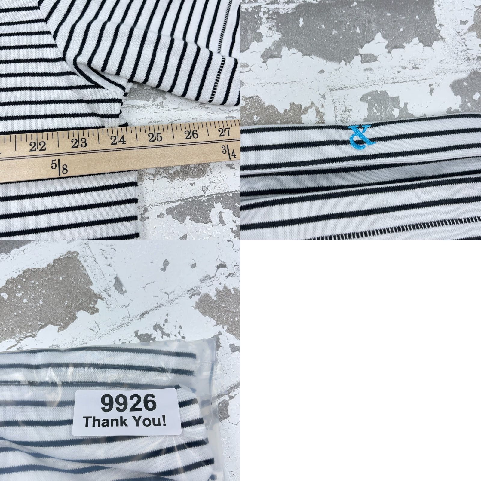 Vintage Devereux Polo Shirt Men XL Black White Performance Golf Tennis Basic Adult Polo Shirt XL Black White Men Regular Short Sleeve Striped Pattern Size US XL / EU 56 / 4 - 8 Thumbnail