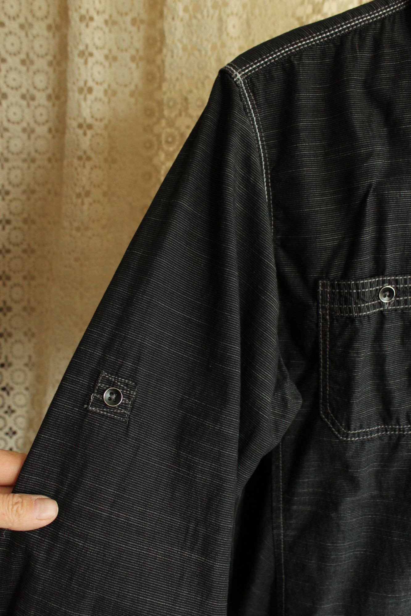 I.N.C INC Men's shirt, Button down, size M, black and gray pinstri Size US M / EU 48-50 / 2 - 8 Thumbnail