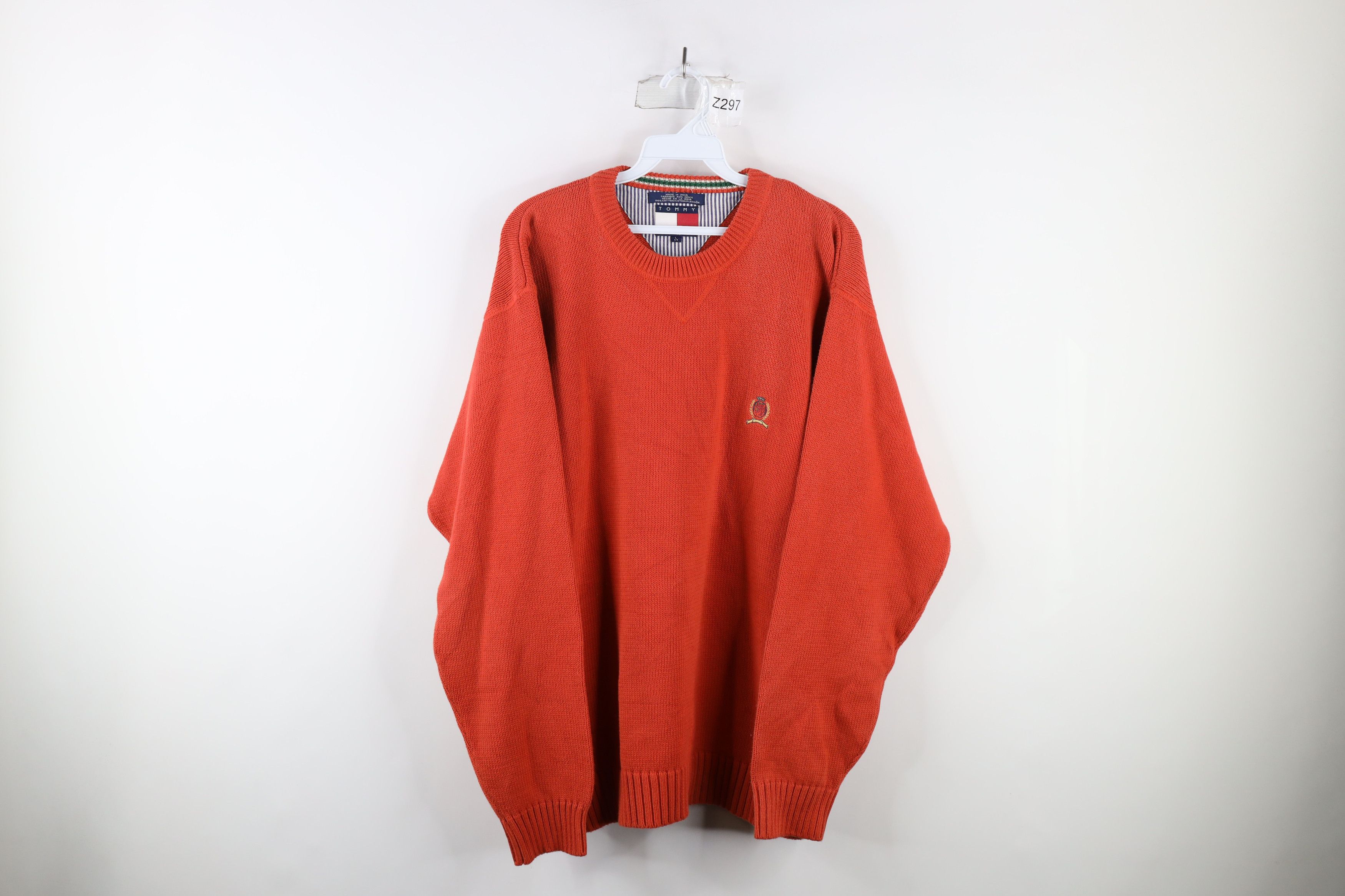 Vintage 90s Tommy Hilfiger Knit Crewneck Sweater Orange