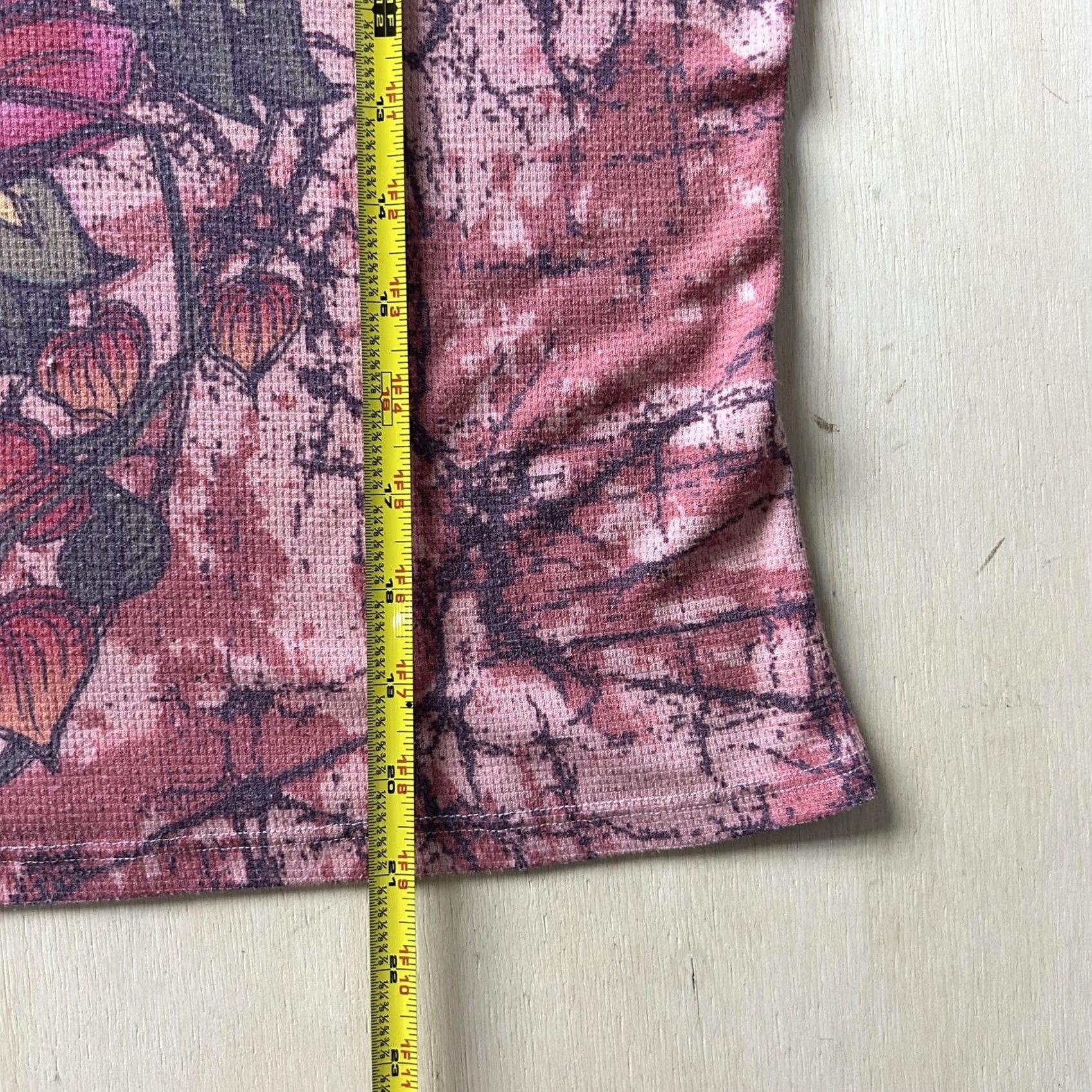Pinko Y2K Tattoo Graphic Shirt Womens Large Pink Skull Floral Waffle Knit Cropped Tee Size L / US 10 / IT 46 - 4 Thumbnail