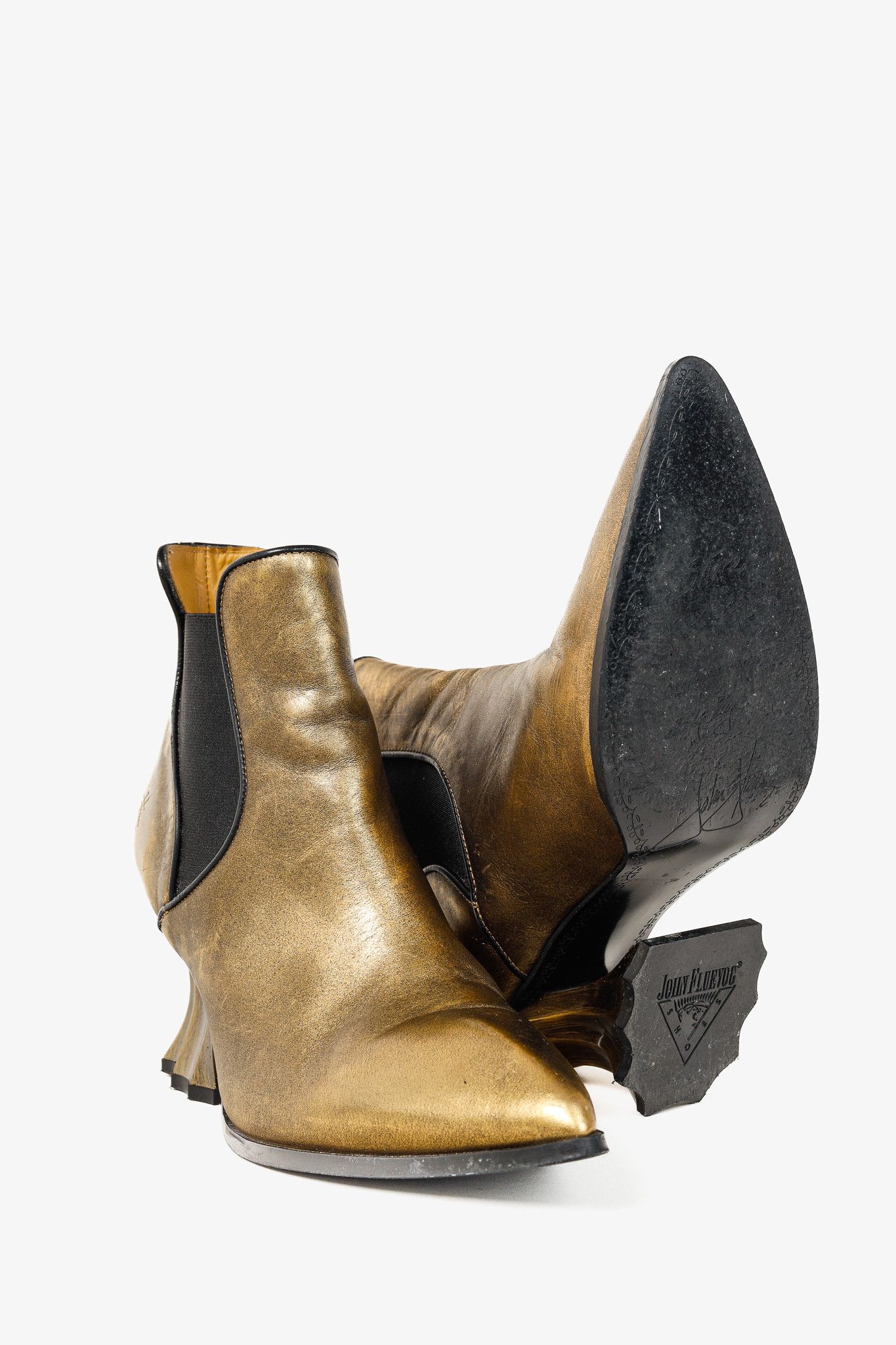John Fluevog John Fluevog Ara Gold Vintage-Inspired Chelsea Boots Size US 7 / IT 37 - 4 Thumbnail
