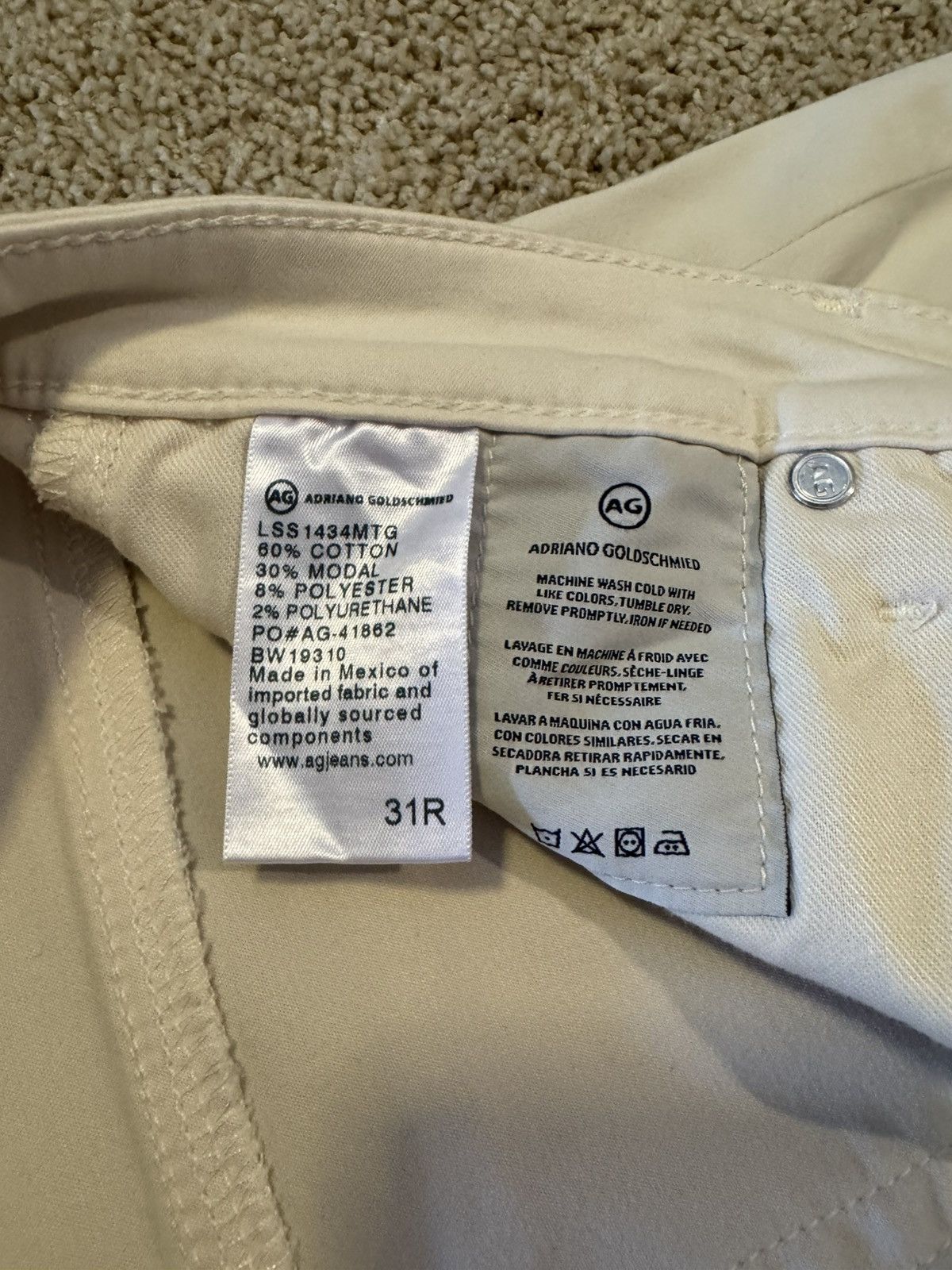 AG Adriano Goldschmied White stretch slim denim Size US 31 - 4 Thumbnail