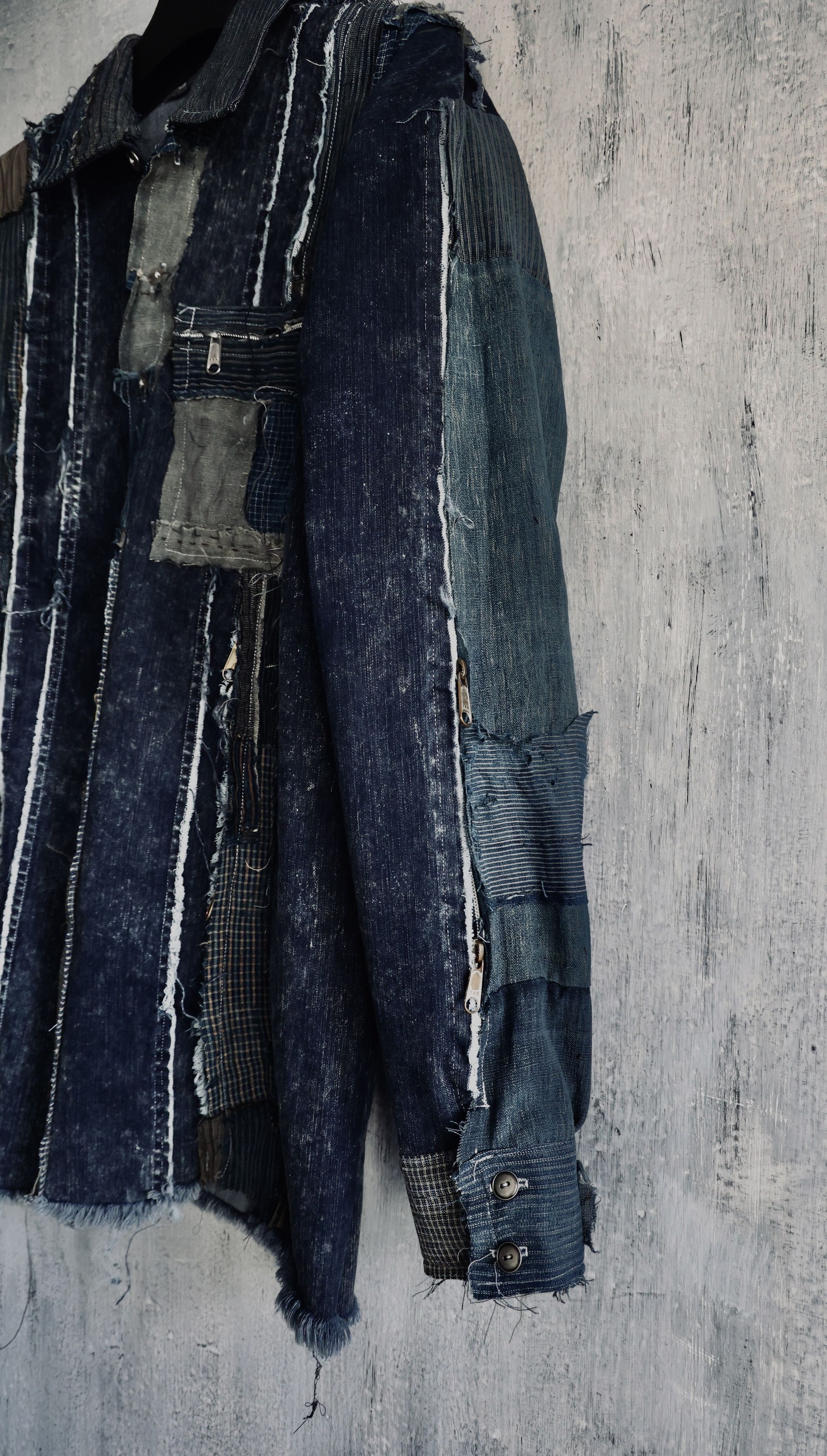 Hana Indigo Washed denim shirt assembly with Boro vintage japan fabric Size US M / EU 48-50 / 2 - 5 Thumbnail