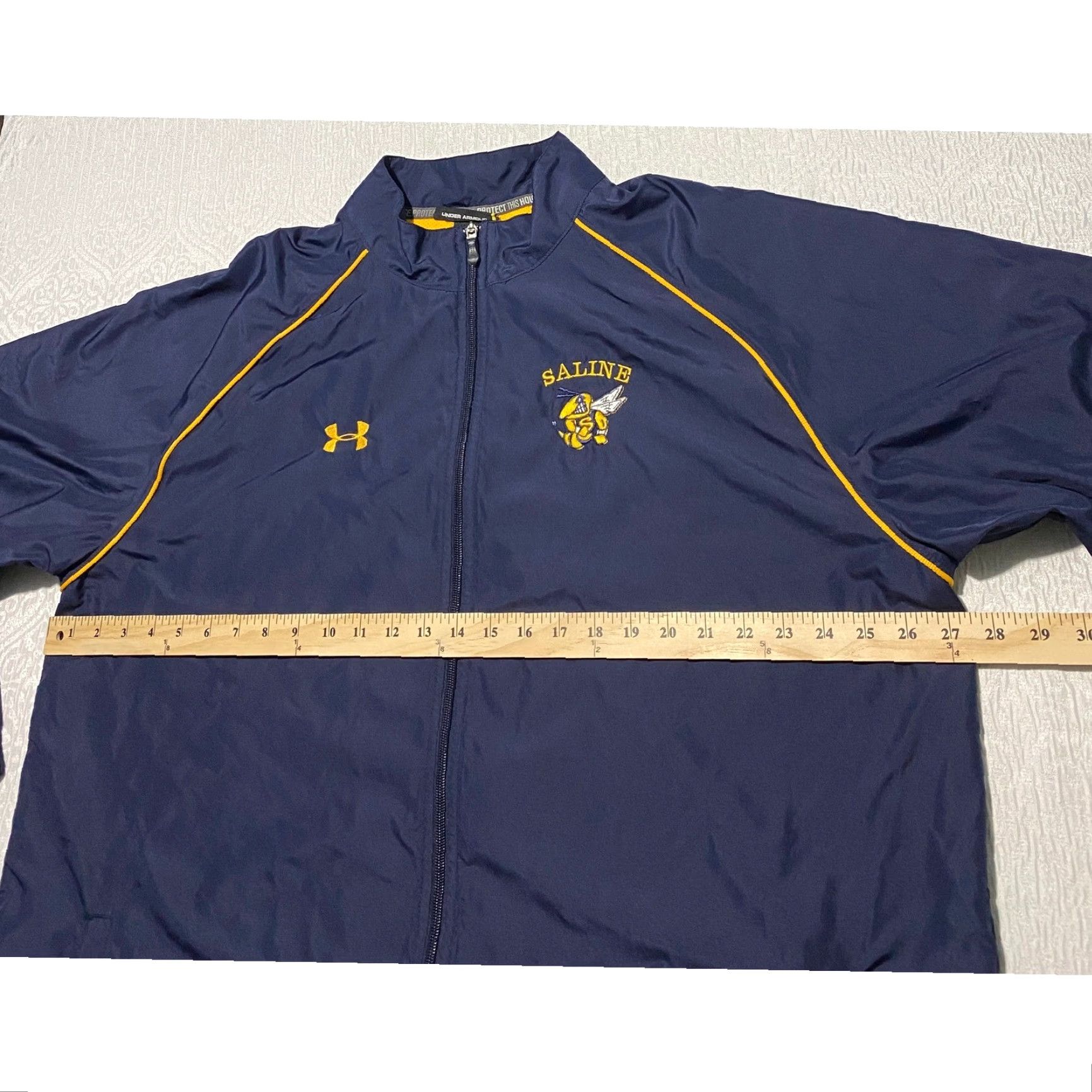 Under Armour Under Armour Windbreaker Jacket Saline Hornets Navy Yellow 2XL Loose Fit Men's Navy Wind-Resistant Lightweight Zip Stand-Up Collar Size US XXL / EU 58 / 5 - 7 Thumbnail