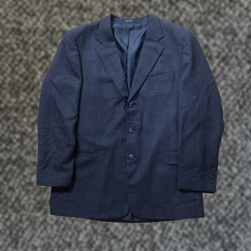 Vintage VINTAGE Marshall Field's Wool 3 Button Blazer Men 44 Blue Sport Coat Jacket Blocked Front Single-Breasted Regular Fit Tweed Classic Modern Size 44R - 1 Thumbnail