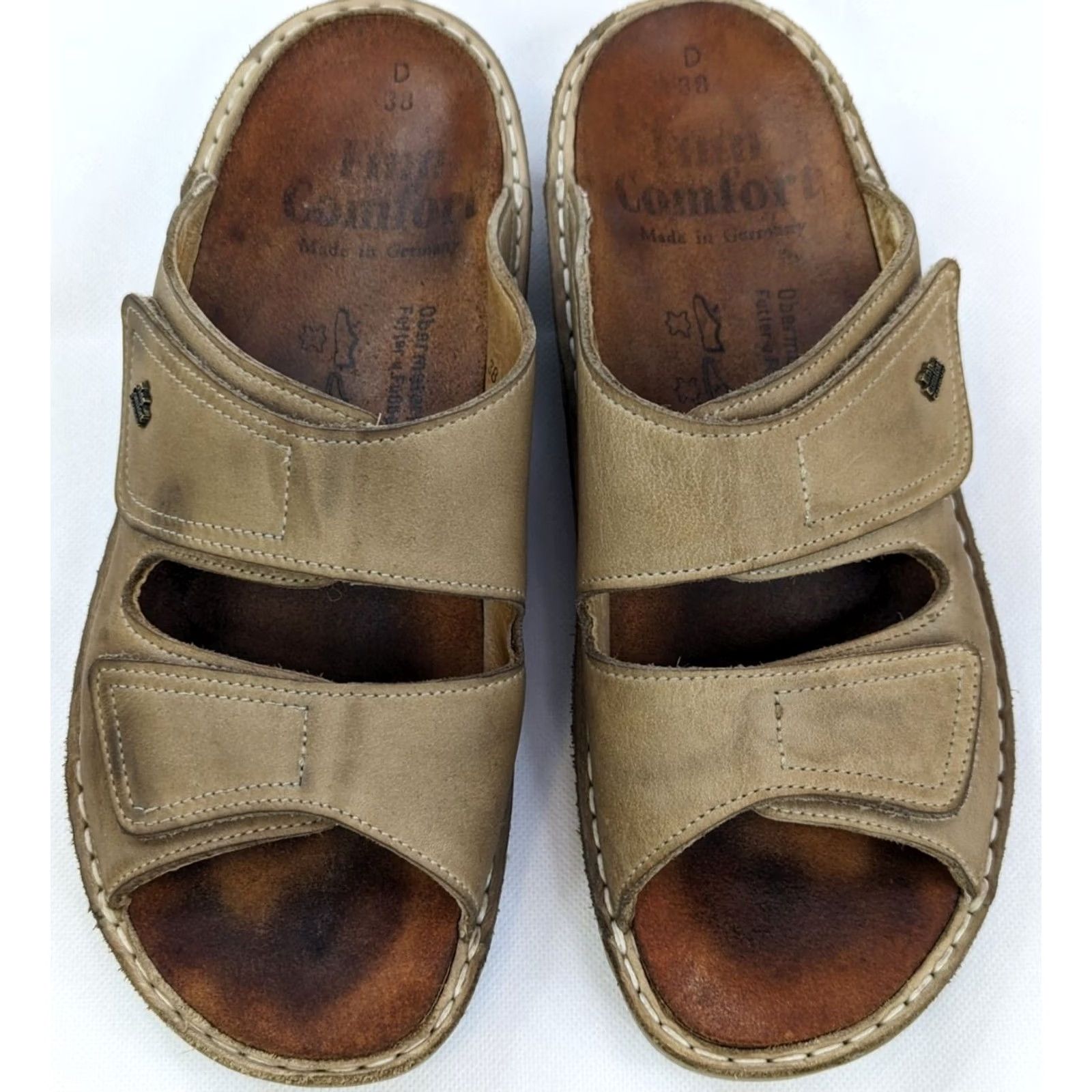 Vintage Finn Comfort Sandals Women US 8 EU 38 Cream Leather Comfort Hook Loop Walking Shoes Slide Casual Summer Size US 8 / IT 38 - 3 Thumbnail