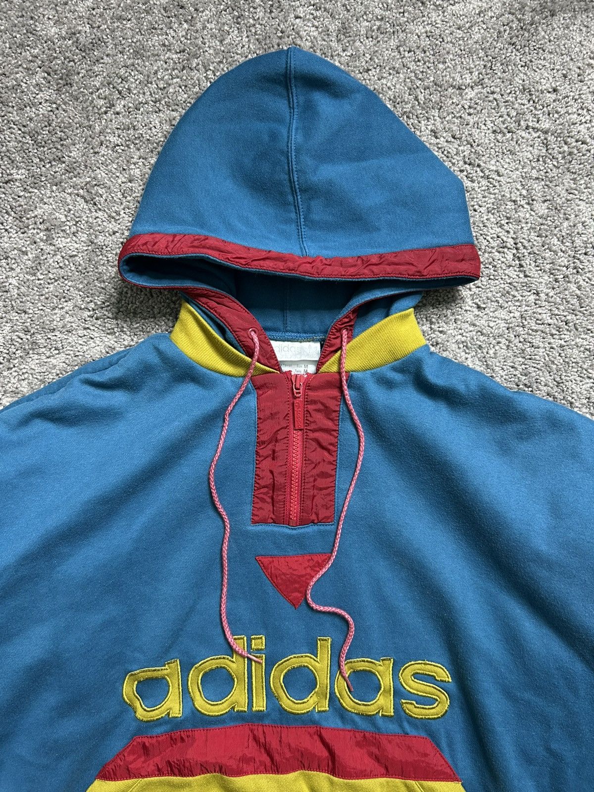 Adidas Vintage 60s/70s Adidas Quarter Tri Tone Zip Hoodie Puffer Size US M / EU 48-50 / 2 - 2 Thumbnail