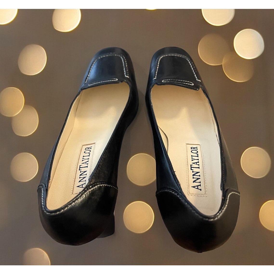 Unknown London Anne Taylor Black Shoes Chunky Heels Pumps Leather Sz 6.5 M Size US 6.5 / IT 36.5 - 4 Thumbnail