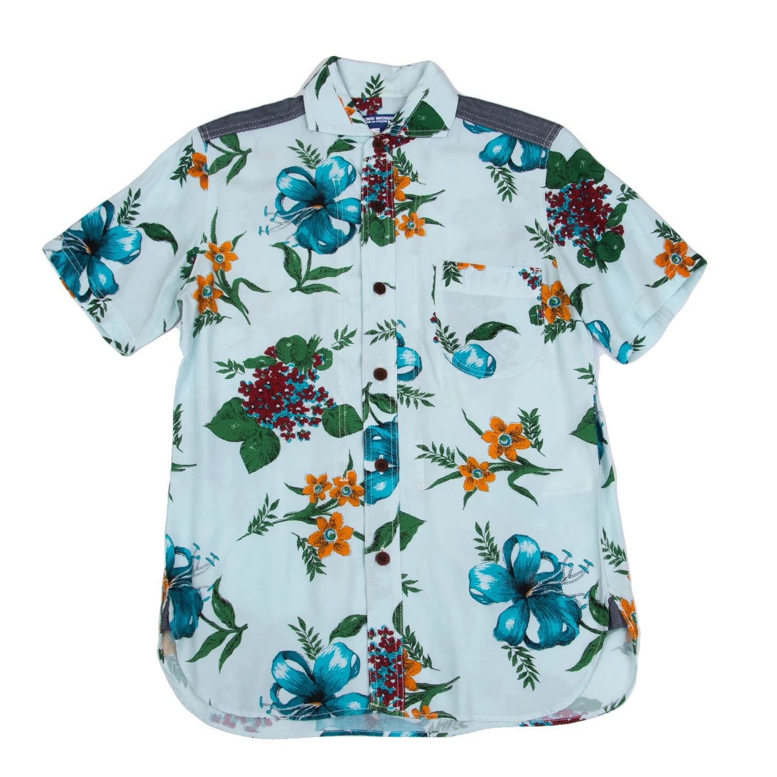 Junya Watanabe Floral Print Rayon Short Sleeve Shirt in Light Blue Size US XS / EU 42 / 0 - 1 Thumbnail