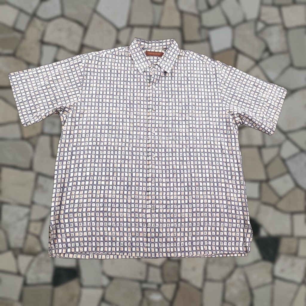 Tori Richard Tori Richard Shirt Mens Large Button-Up Geometric Hawaiian Aloha Beach Camp Short Sleeve Blue Beige Size US L / EU 52-54 / 3 - 1 Thumbnail