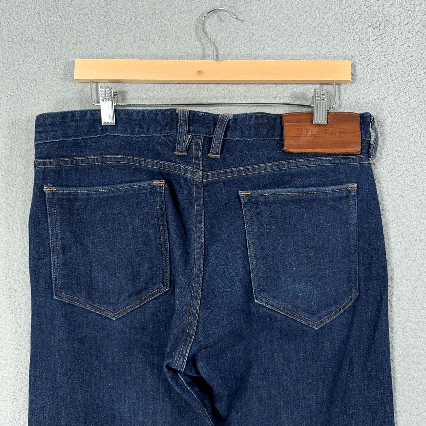 Denime Billiam Jeans Mens 33x29 Blue Denim Slim Tapered Button Fly Made USA Vintage No Size US 33 - 6 Thumbnail