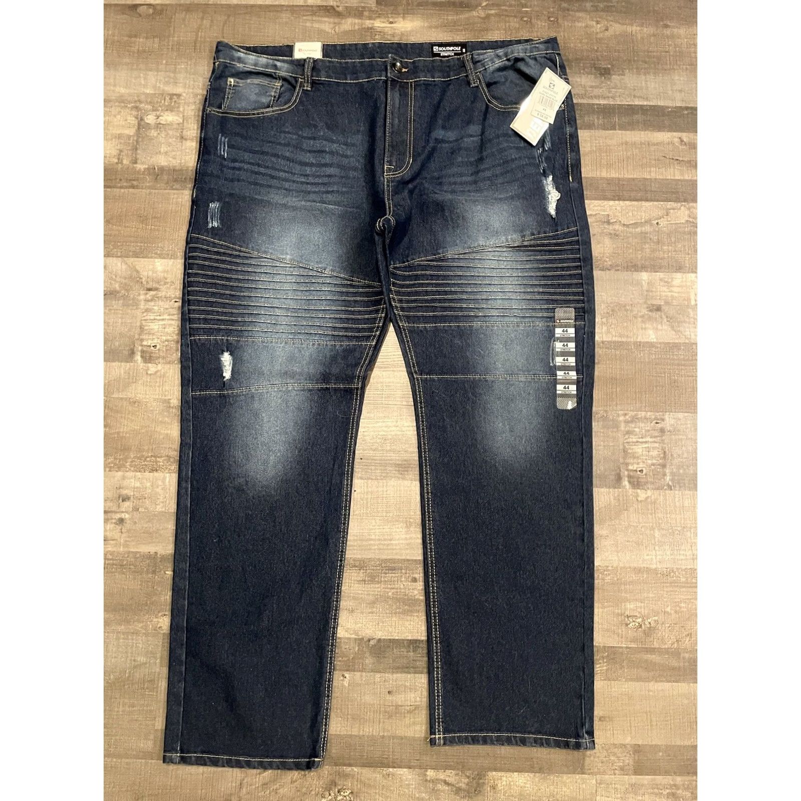 Southpole Southpole Jeans Mens Size 44 Blue Stretch Active Flex 44x33 Dark Denim Zip Regular Straight Inseam 33in Men Fade F251 Size US 30 / EU 46 - 7 Thumbnail