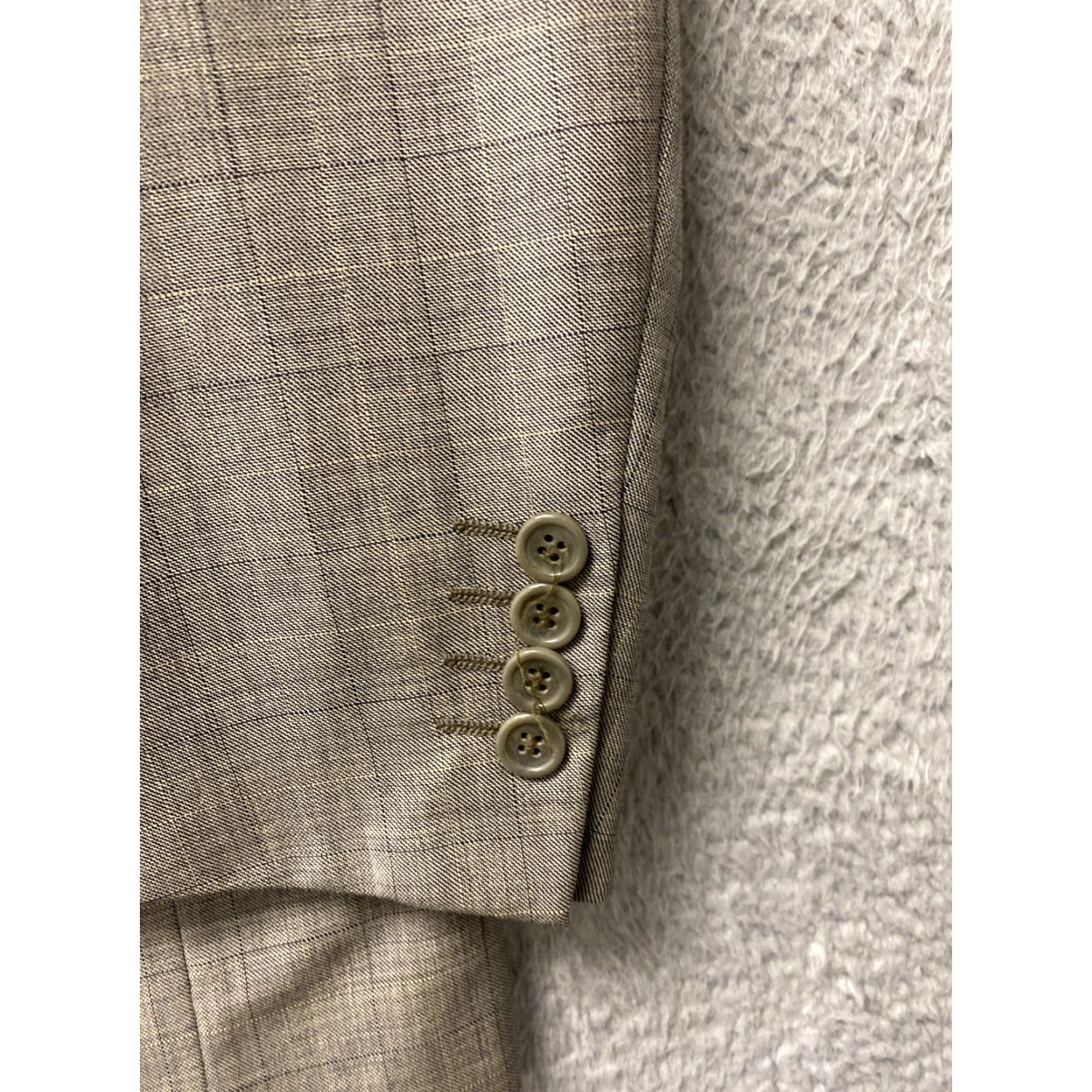 Vintage Cesarani Suit 44R Gray Glen Plaid Wool 2 Piece Business Casual Formal Mens Size 44R - 5 Thumbnail
