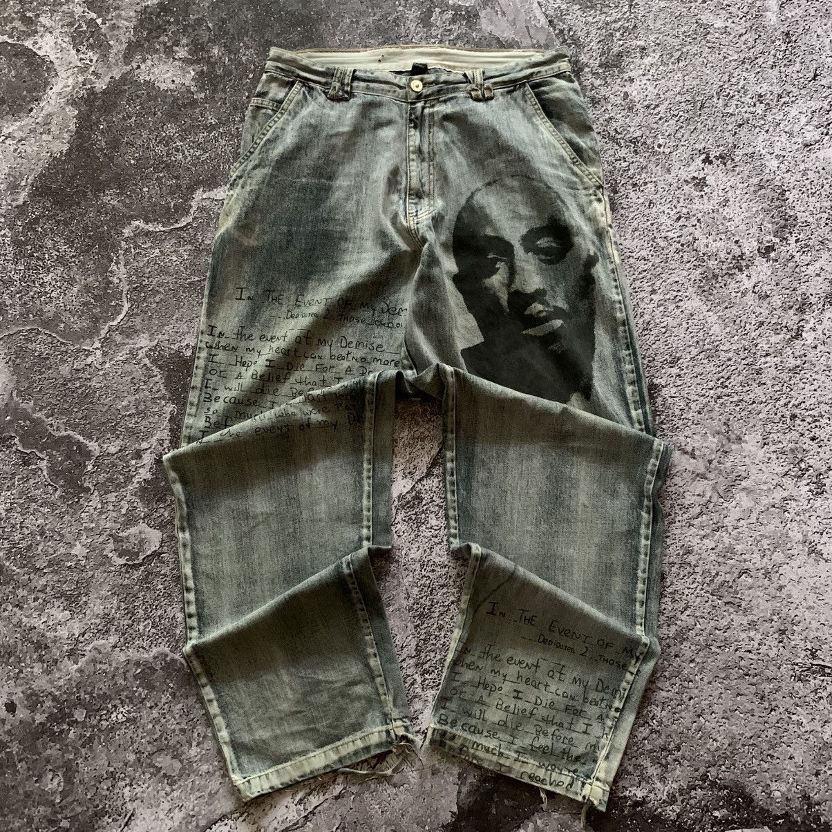 Makaveli Y2K - Makaveli Tupac Shakur Denim Baggy Pants Size US 34 / EU 50 - 1 Thumbnail