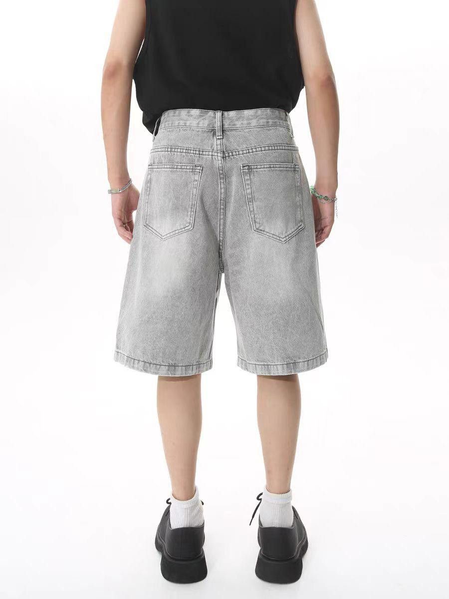 Jean Faded Gray Washed Loose Fit Denim Shorts Size US 34 / EU 50 - 2 Thumbnail