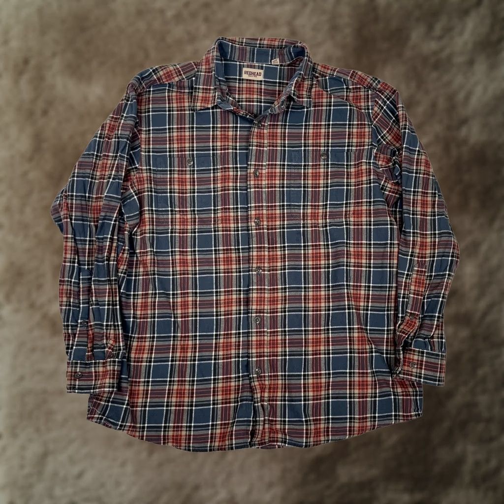 Vintage RedHead Flannel Shirt Mens 2XL Blue Red Plaid Long Sleeve Button-Up Casual Size US XXL / EU 58 / 5 - 1 Thumbnail