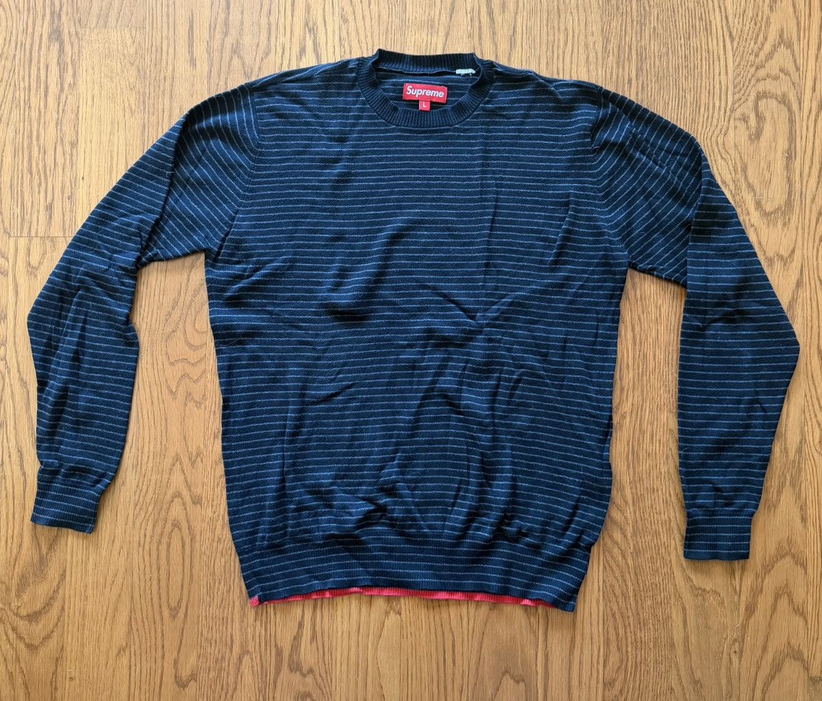 Supreme Supreme Back Stripe Wool Sweater Black and White | Grailed