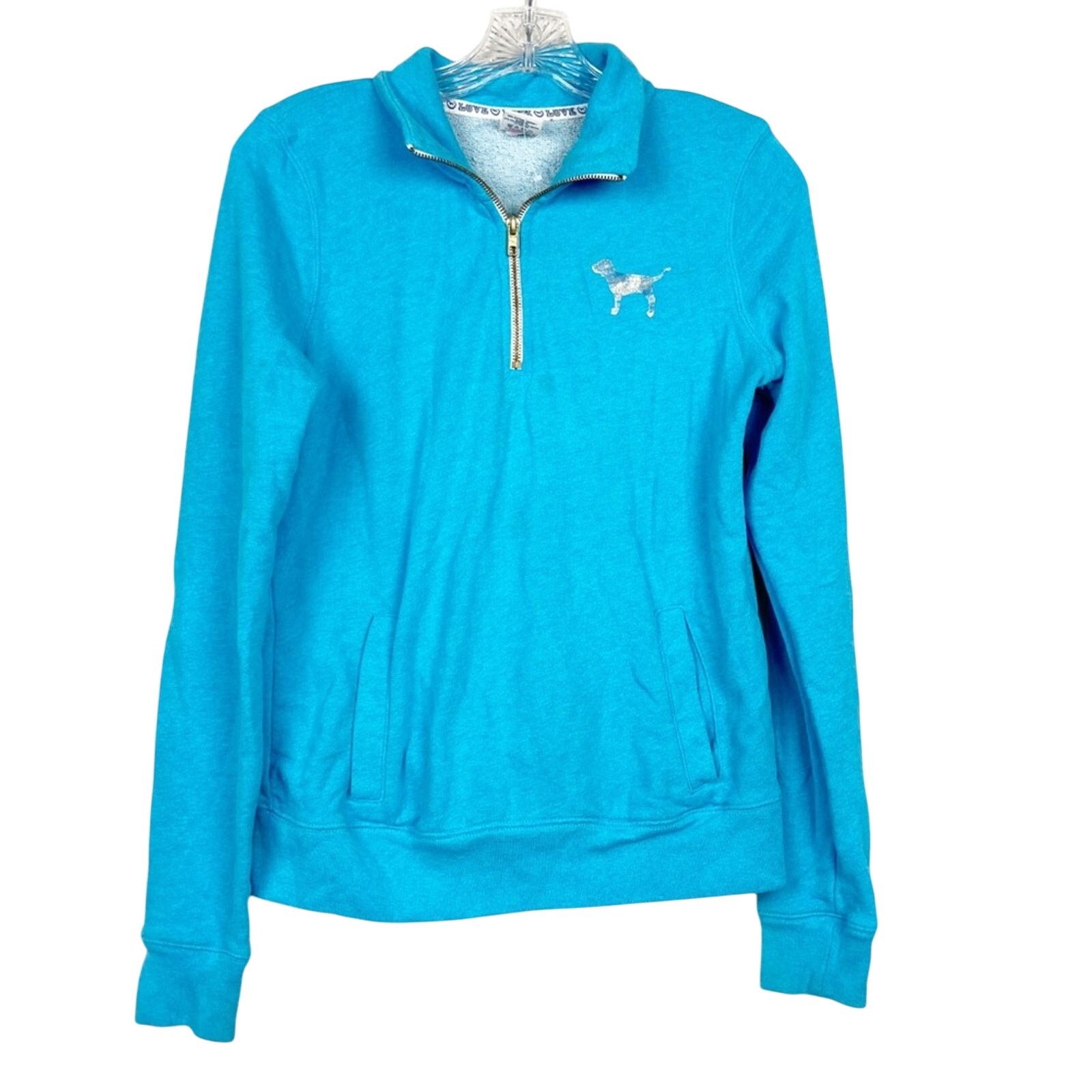 Victoria's Secret Victoria's Secret Pink Blue Quarter Zip Pullover Sz XS Size XS / US 0-2 / IT 36-38 - 5 Thumbnail