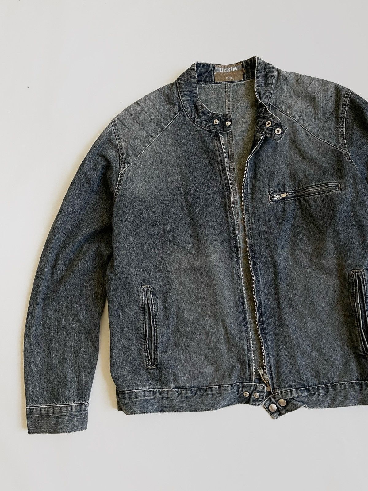 Vintage Vintage 90s zip denim jacket Size US L / EU 52-54 / 3 - 3 Thumbnail