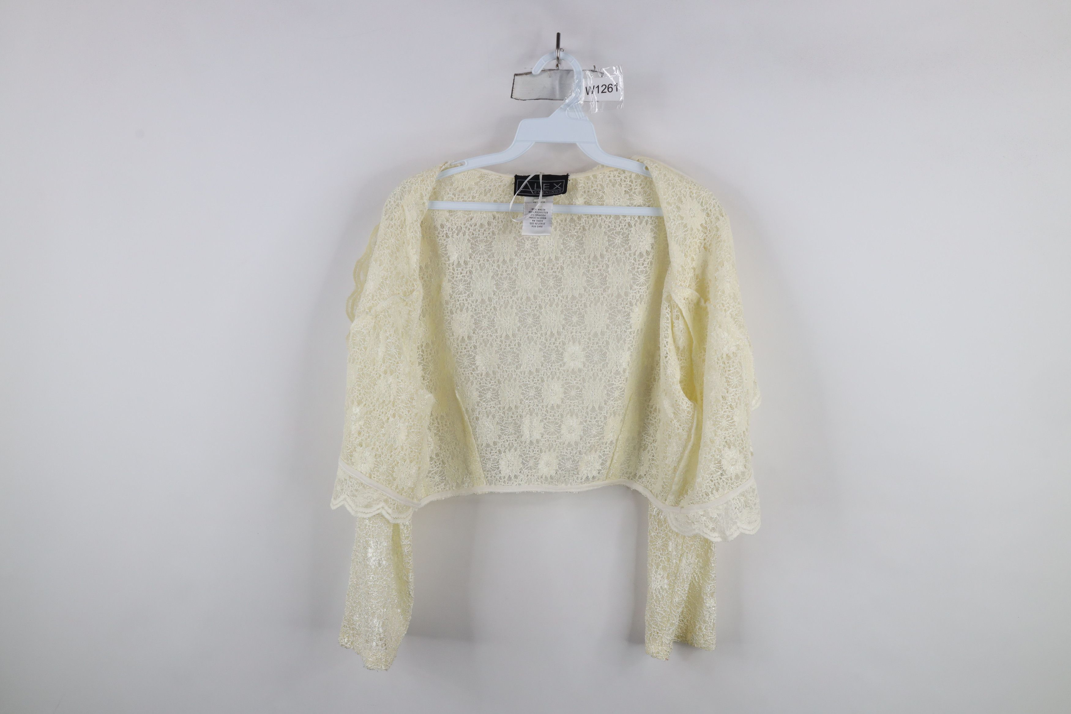 Vintage Vintage 90s Y2K Babydoll Lace Flower Open Front Jacket Top Size XL / US 12-14 / IT 48-50 - 8 Thumbnail
