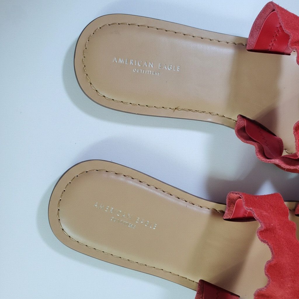 American Eagle Outfitters American Eagle Size 9 NEW Slide Sandals Flip Flops Red Suede Size US 9 / IT 39 - 6 Thumbnail